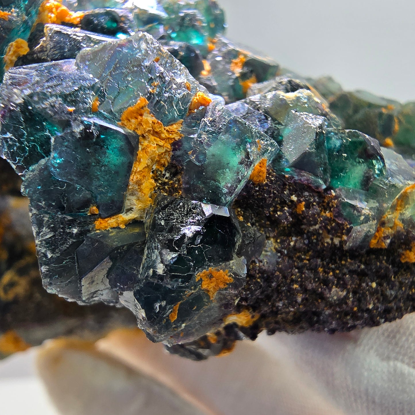 Große Phantom Fluorit Würfel Stufe, schräge Ecken Erongo, Namibia 118*110*64mm