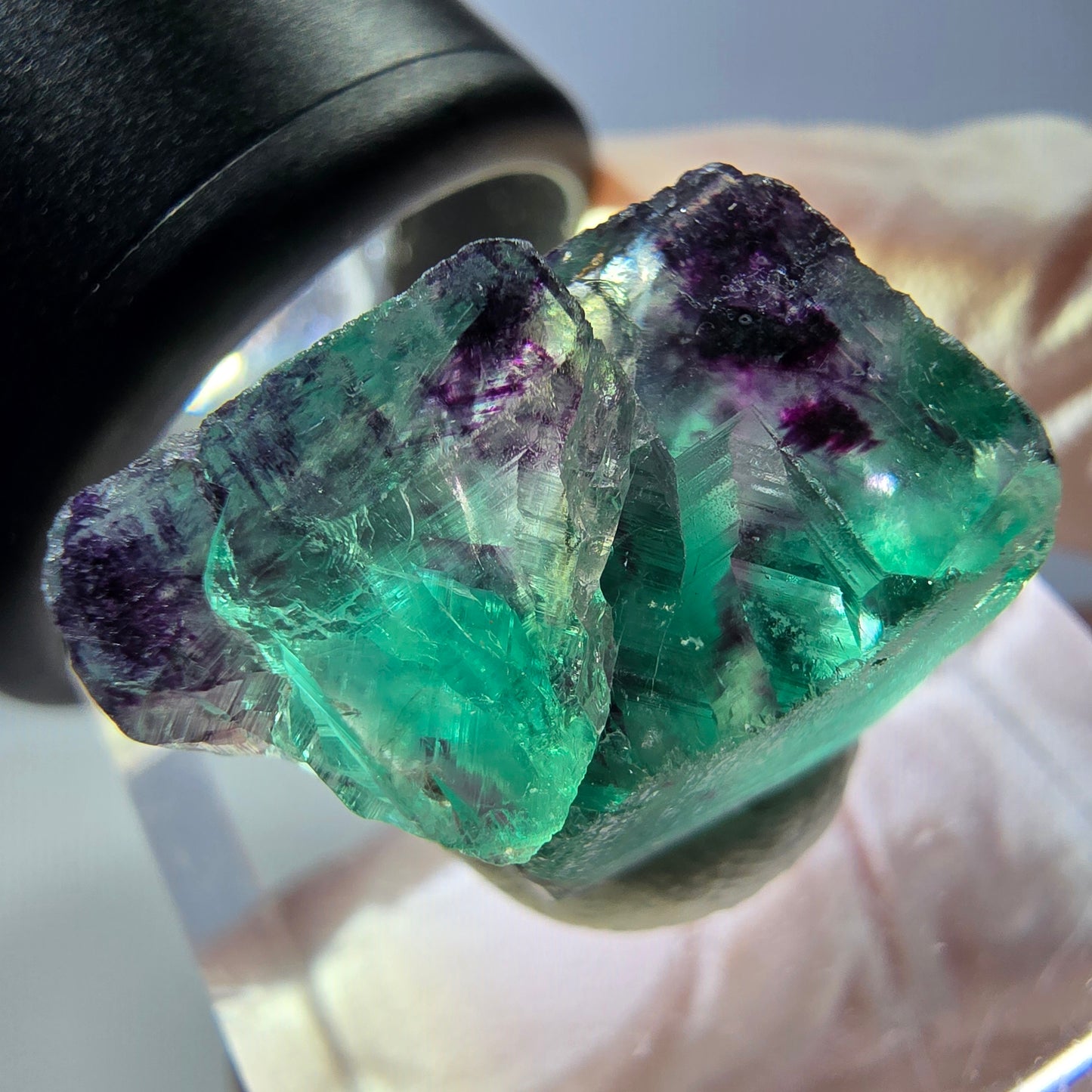 Phantom Fluorit Würfel parkettiert, grün lila Okorusu, Namibia 19*16*11mm