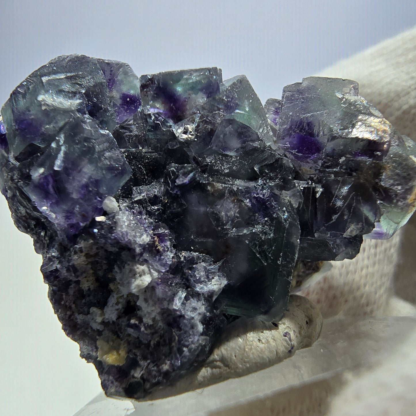 Clear Phantom Fluorite Cube Specimen zonal green purple Okorusu, Namibia 41*37*25mm
