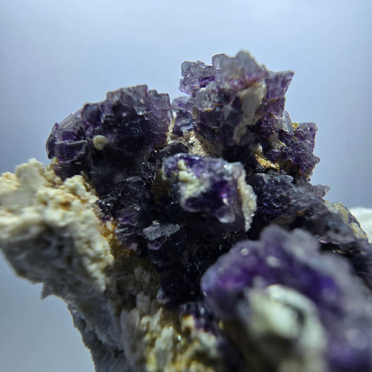 Cube de fluorite fantôme, hyalite, spécimen d'orthose, Erongo, Namibie, 63 x 40 x 28 mm