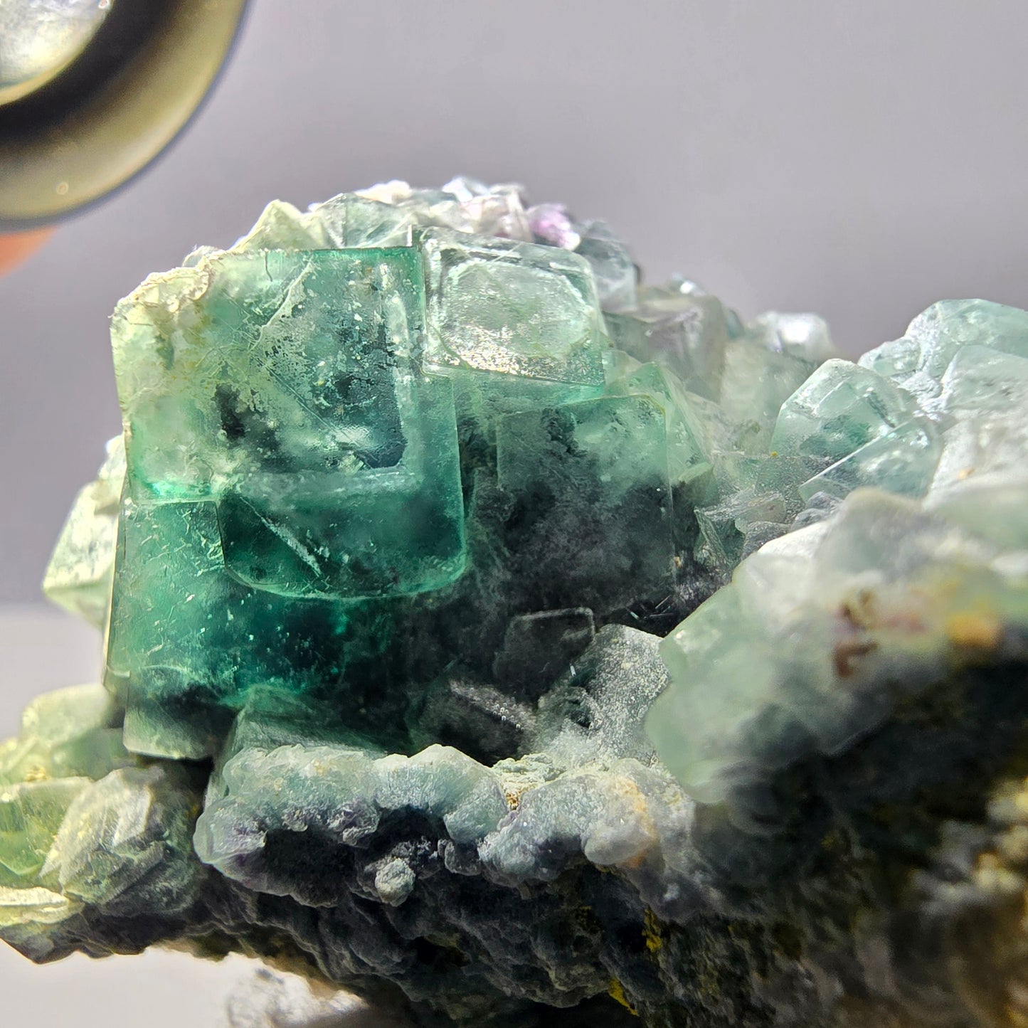 Cube de fluorite fantôme zonal, spécimen de tourmaline Schorl, Erongo, Namibie, 56 x 49 x 41 mm