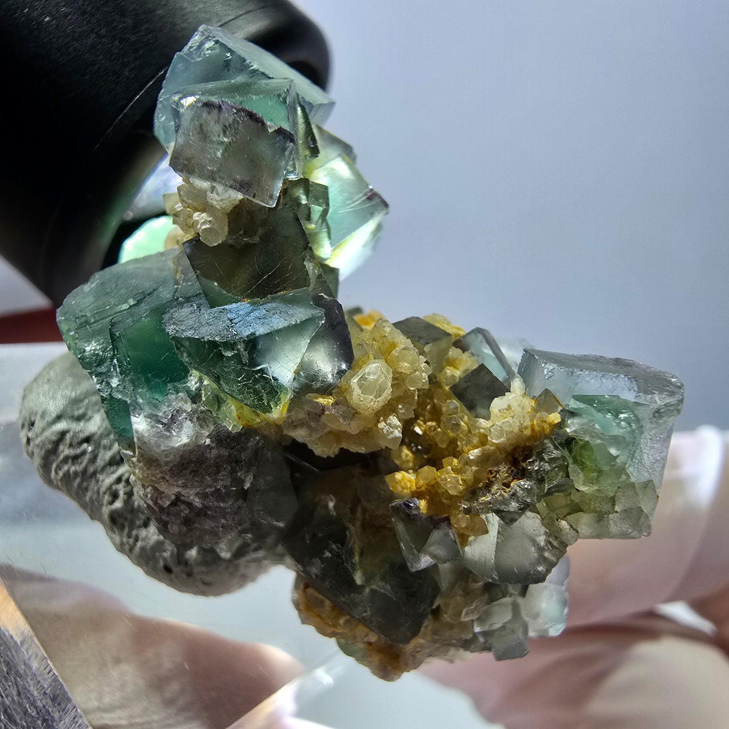 Phantom Fluorit Würfel, Quarz Stufe, grün Okorusu, Namibia 37*30*27mm