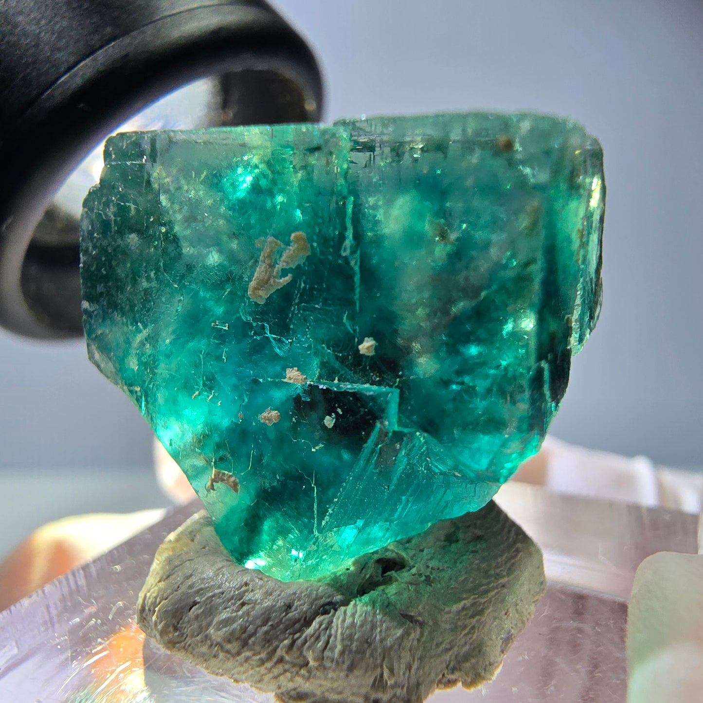 Klarer Phantom Fluorit Würfel parkettiert, grün Okorusu, Namibia 23*20*16mm