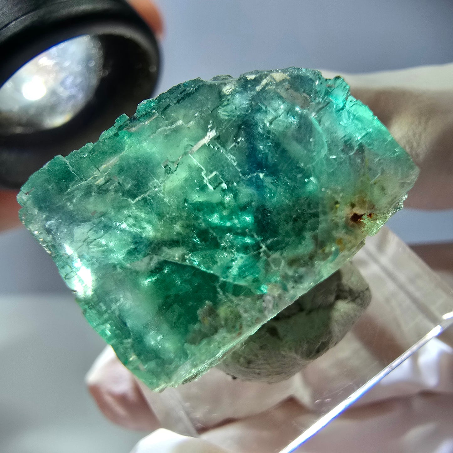 Klarer Phantom Fluorit Würfel parkettiert, grün Okorusu, Namibia 21*20*16mm