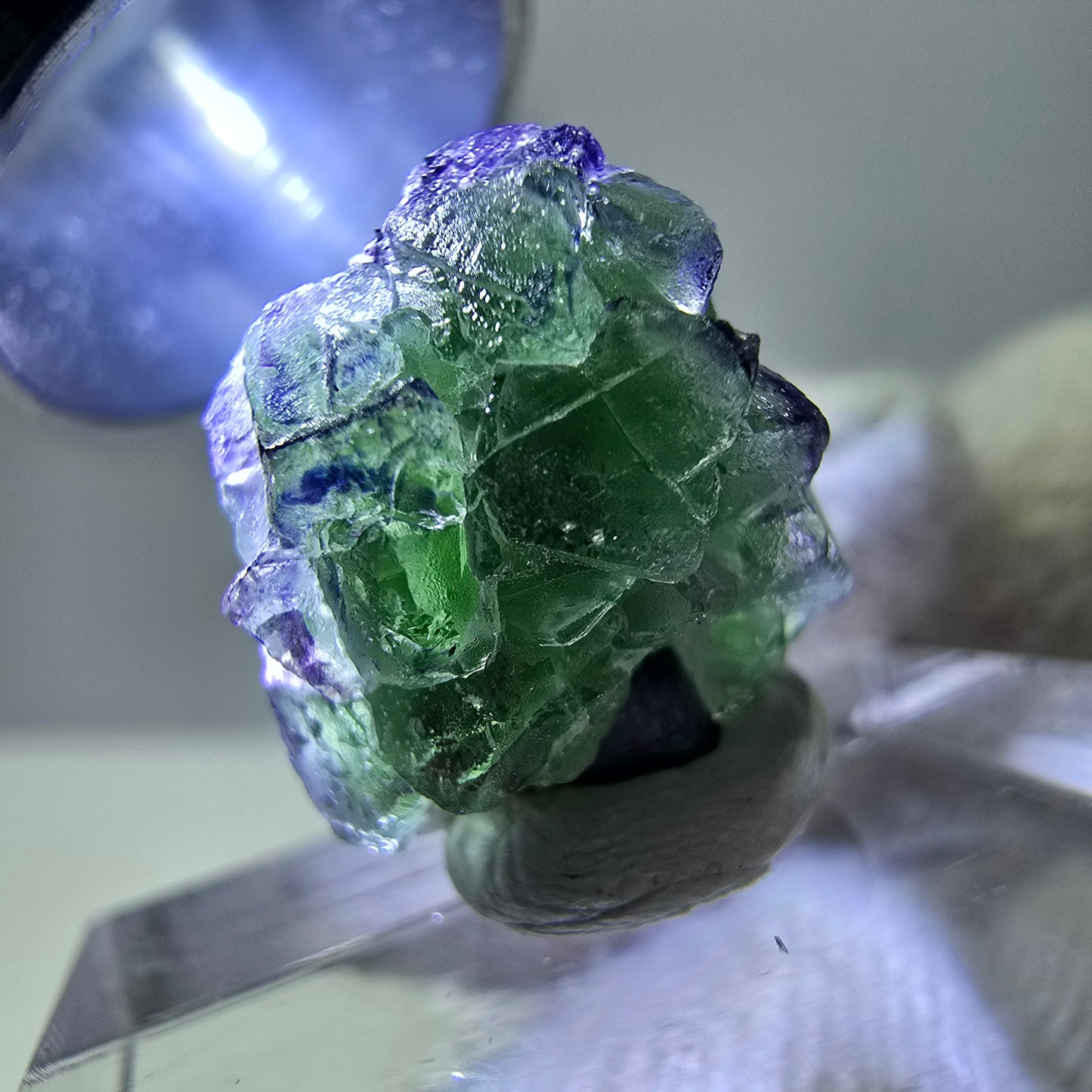 Cube de fluorite fantôme zonal, spécimen de tourmaline Schorl, Erongo, Namibie, 14 x 13 x 13 mm