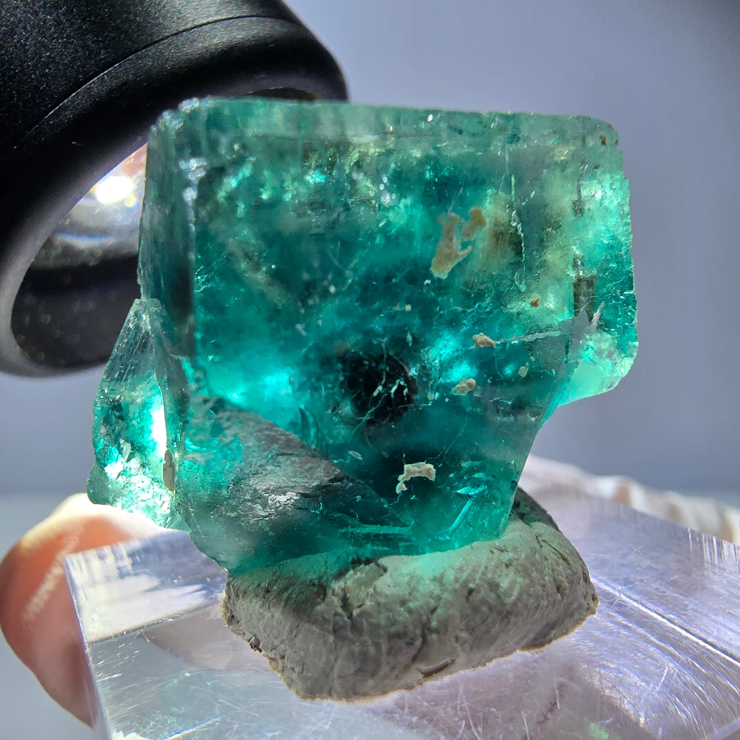 Klarer Phantom Fluorit Würfel parkettiert, grün Okorusu, Namibia 23*20*16mm