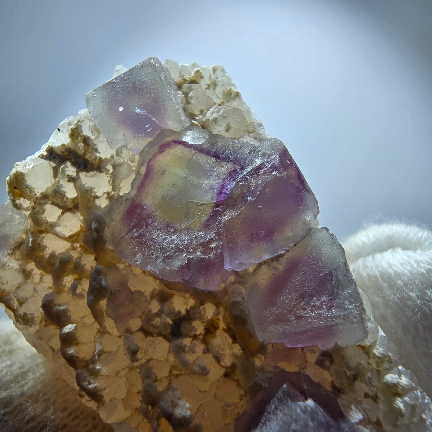 Cube de fluorite fantôme, spécimen de quartz vert violet, Omehane, Namibie, 46 x 25 x 20 mm