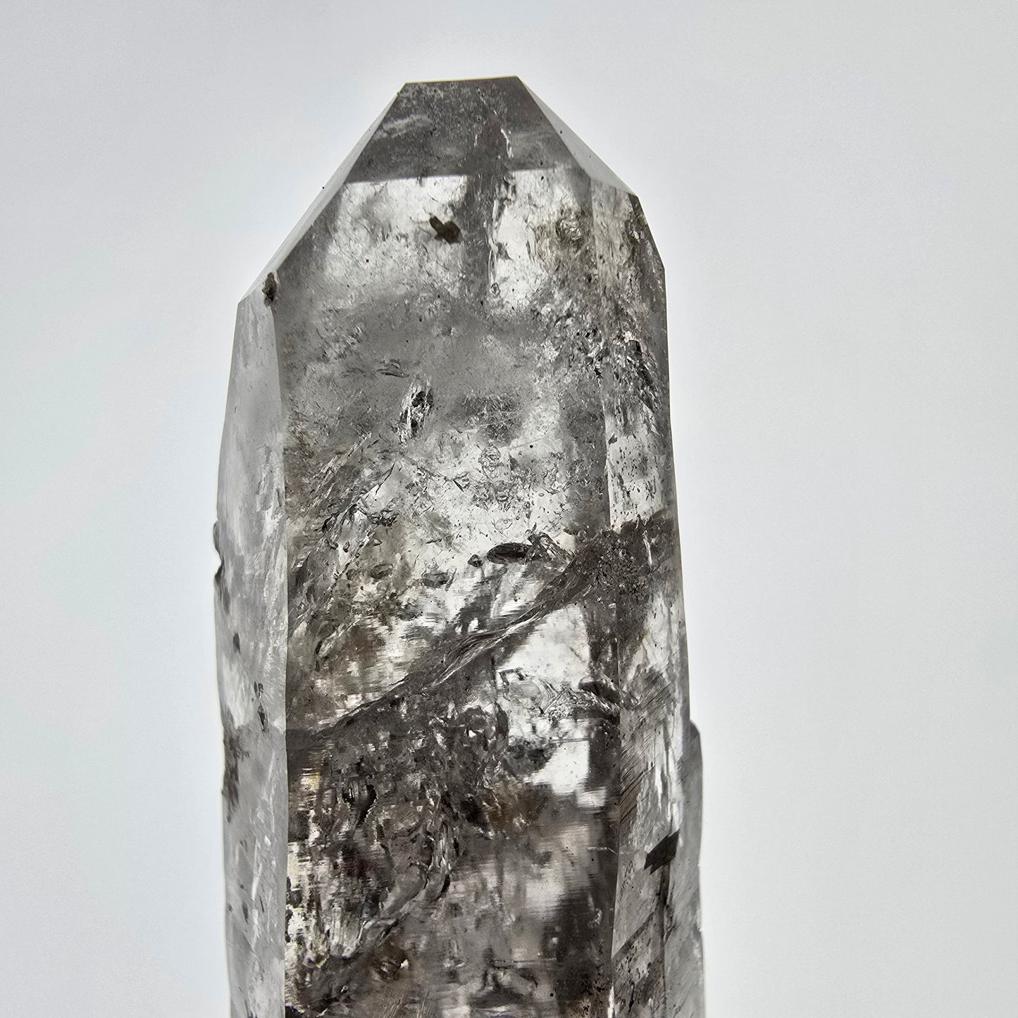 Skelett Phantom Hämatit Rauchquarz DT Zepter Valentine Pocket, Namibia 114*39*23mm