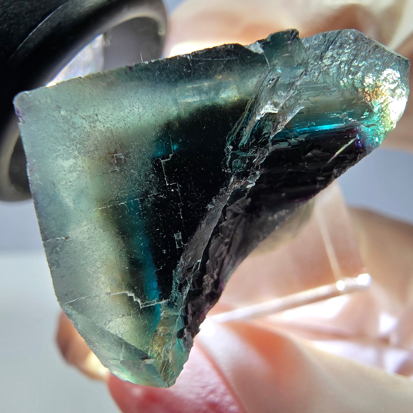 Phantom Fluorite cube parquetted, green purple Okorusu, Namibia 27*22*21mm