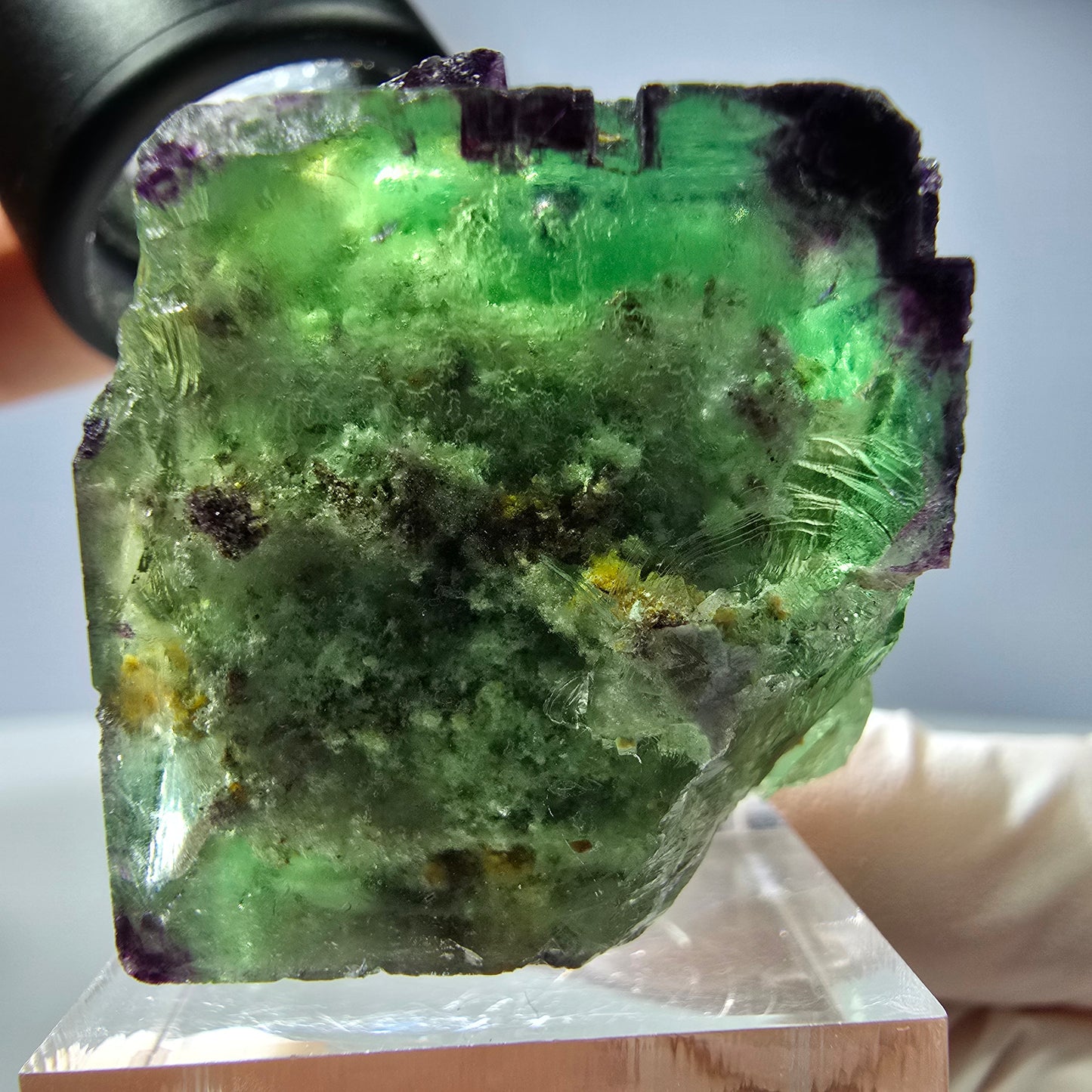 Spécimen de cube de fluorite fantôme, parqueté, zonal Okorusu, Namibie 28*28*31mm