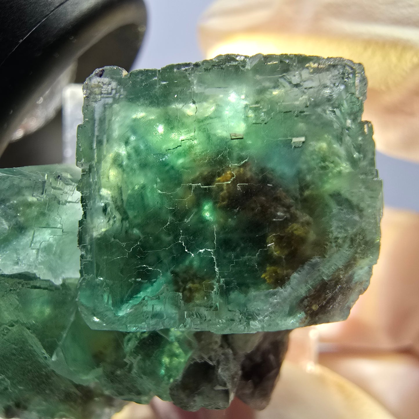 Seltene Phantom Fluorit Würfel Stufe, grün Okorusu, Namibia 36*26*23mm