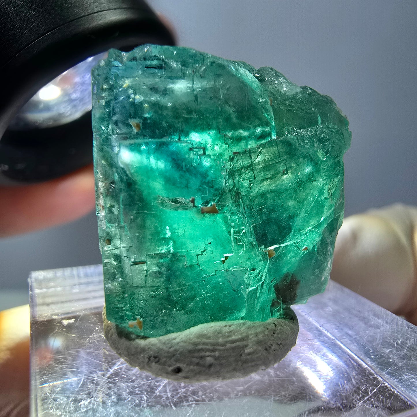 Klarer Phantom Fluorit Würfel parkettiert, grün Okorusu, Namibia 23*20*20mm