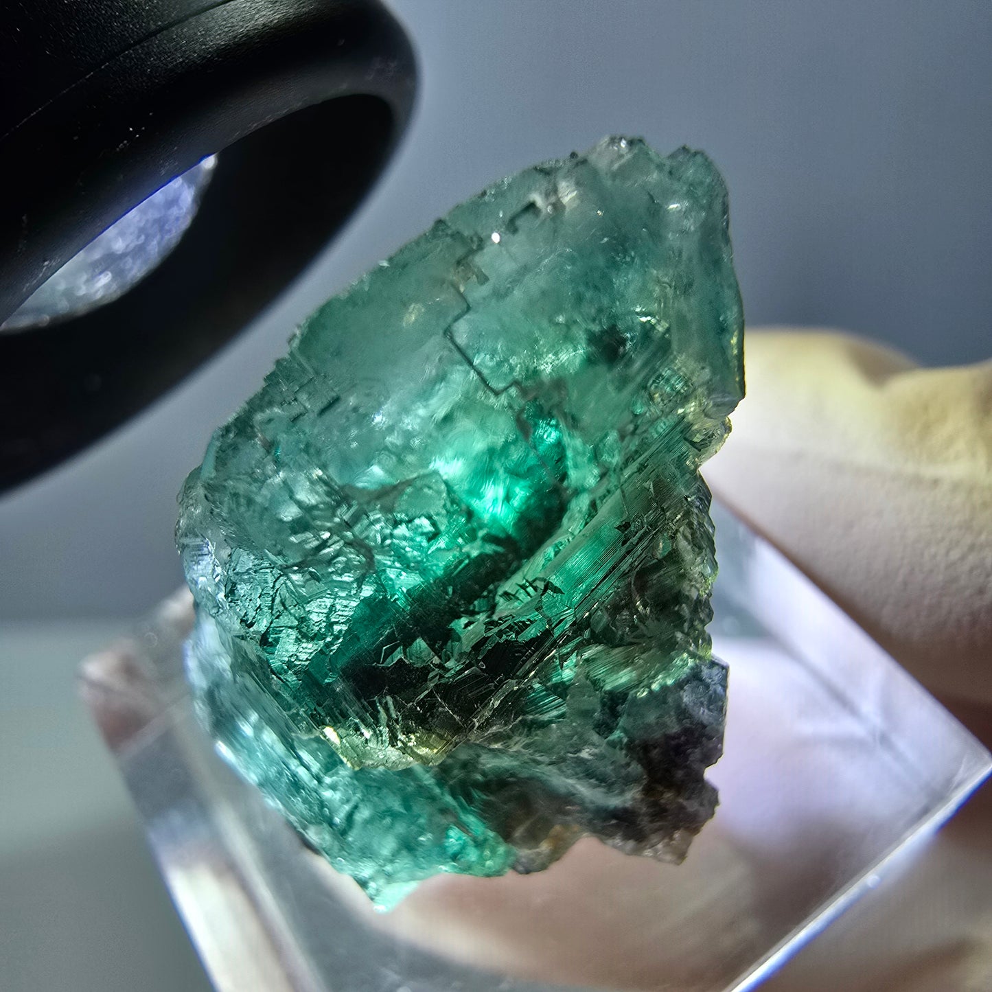Phantom Fluorit Würfel Stufe, grün parkettiert Okorusu, Namibia 21*20*17mm