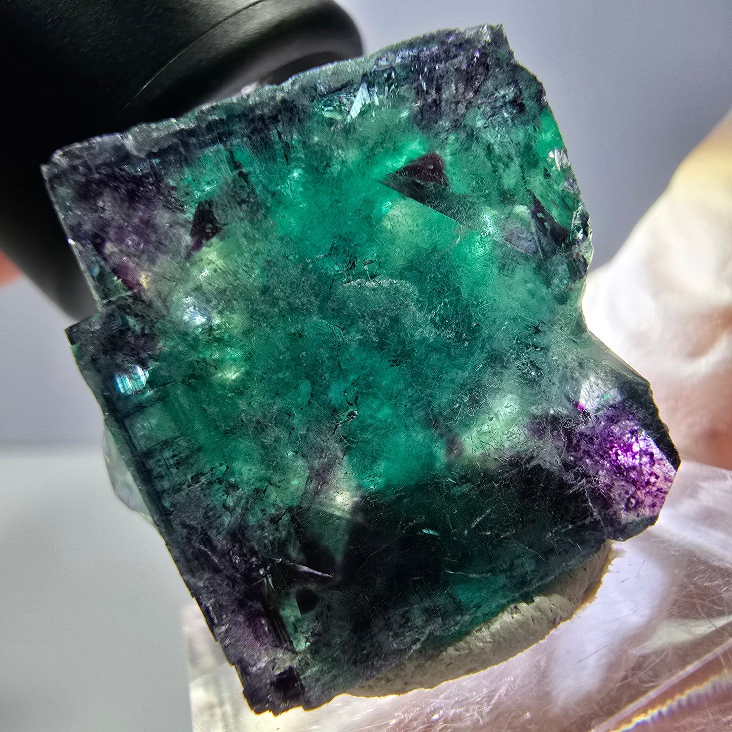 Phantom Fluorite cube parquetted, green purple Okorusu, Namibia 23*22*17mm
