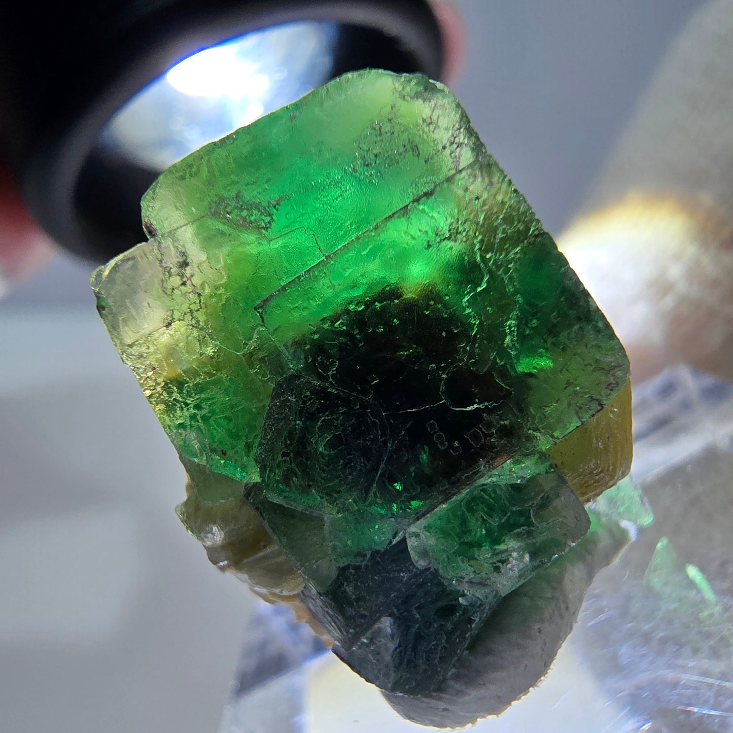 Cube de fluorite fantôme, spécimen de muscovite, Erongo, Namibie, 20 x 16 x 15 mm