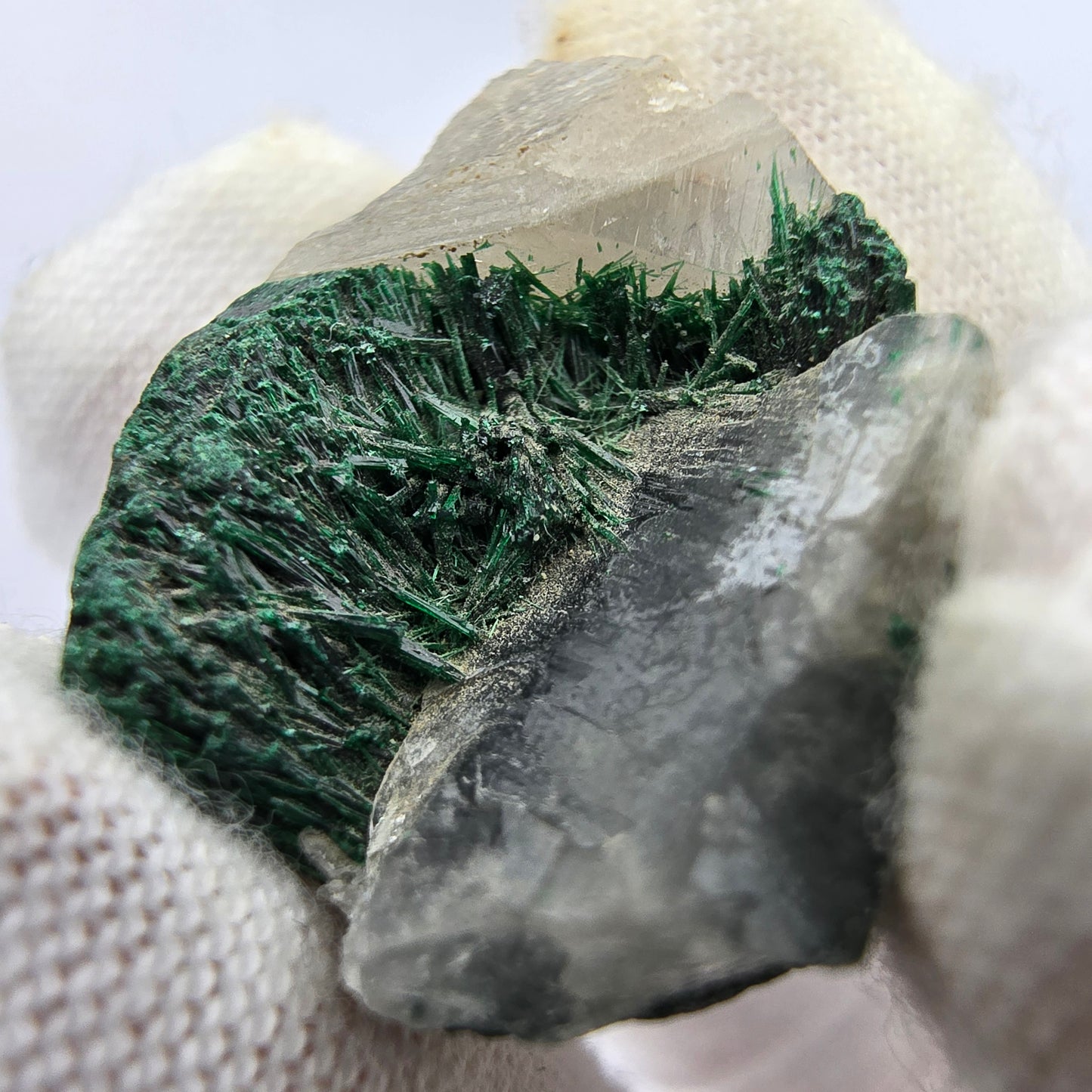 Rare Malachite on Quartz Specimen Kaokoveld, Namibia 26*19*13mm Collection