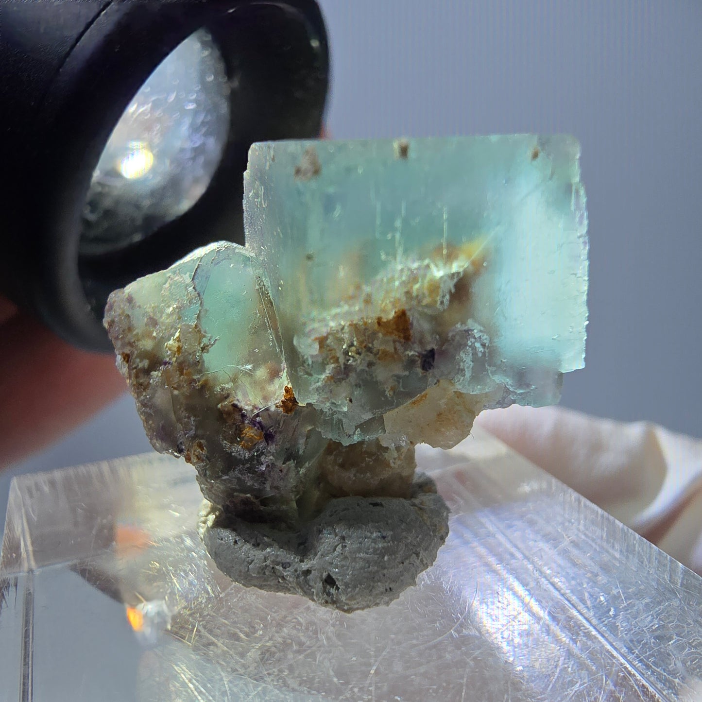 Seltene Phantom Fluorit Würfel Stufe, grün Okorusu, Namibia 22*19*18mm
