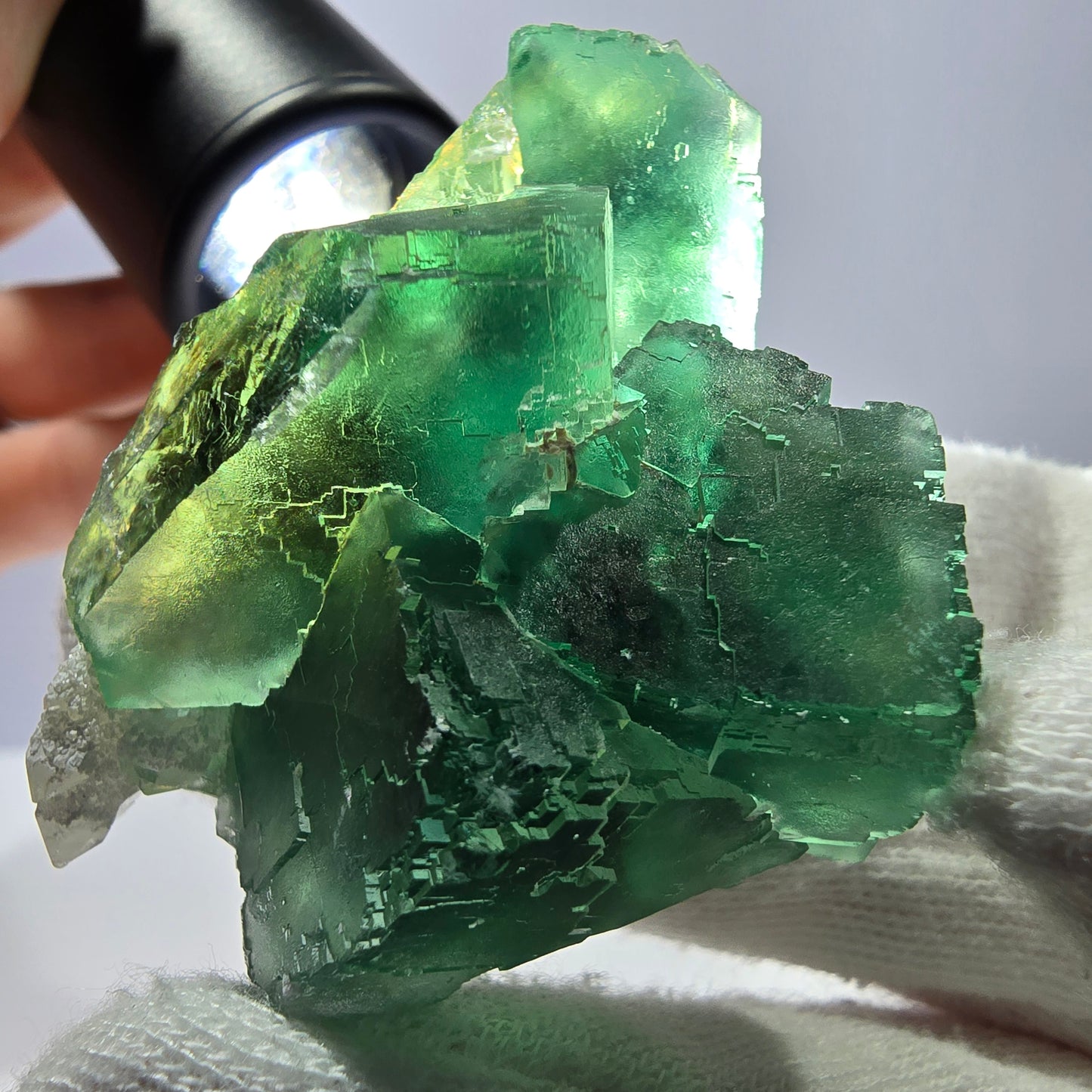 Rare spécimen de cube de fluorite fantôme, parqueté vert Okorusu, Namibie, 57 x 39 x 29 mm