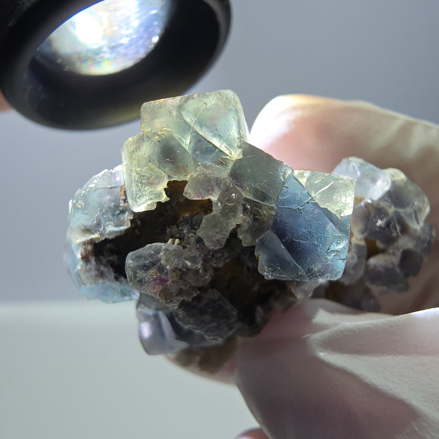 Cube de fluorite fantôme, spécimen de quartz vert violet, Okorusu, Namibie, 43 x 32 x 20 mm