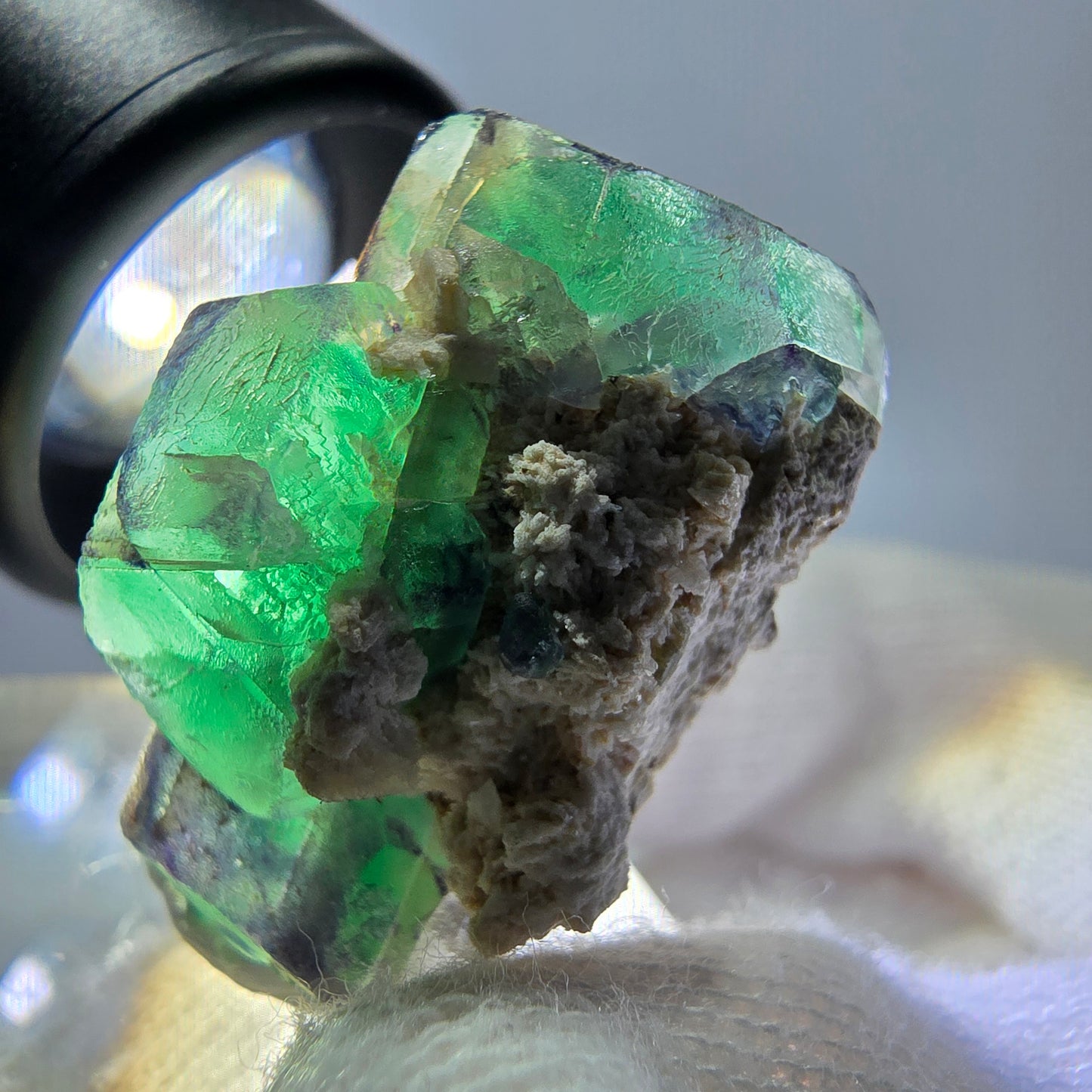 Cube de fluorite fantôme zonal, spécimen d'orthose, Erongo, Namibie, 31 x 23 x 19 mm