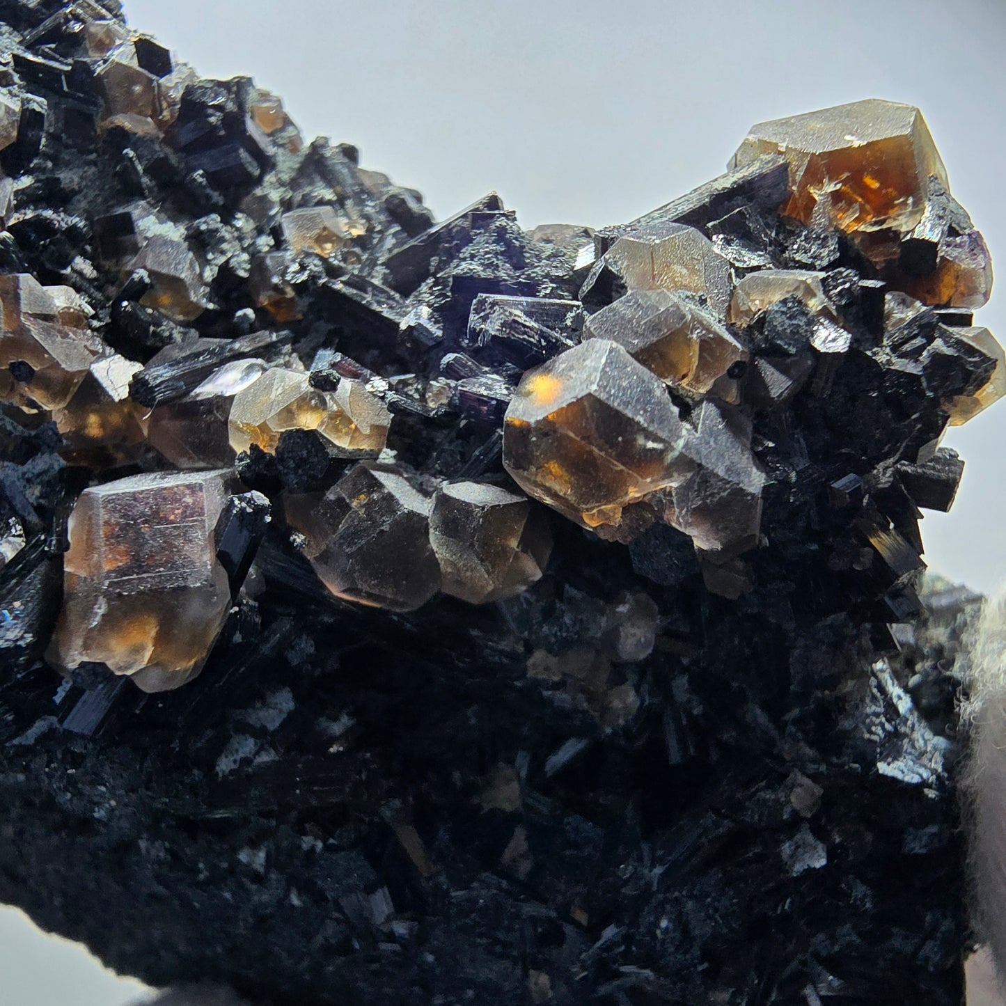 Phantom Fluorite Cube Brown, Schorl Tourmaline Specimen Erongo, Namibia 81*49*36mm