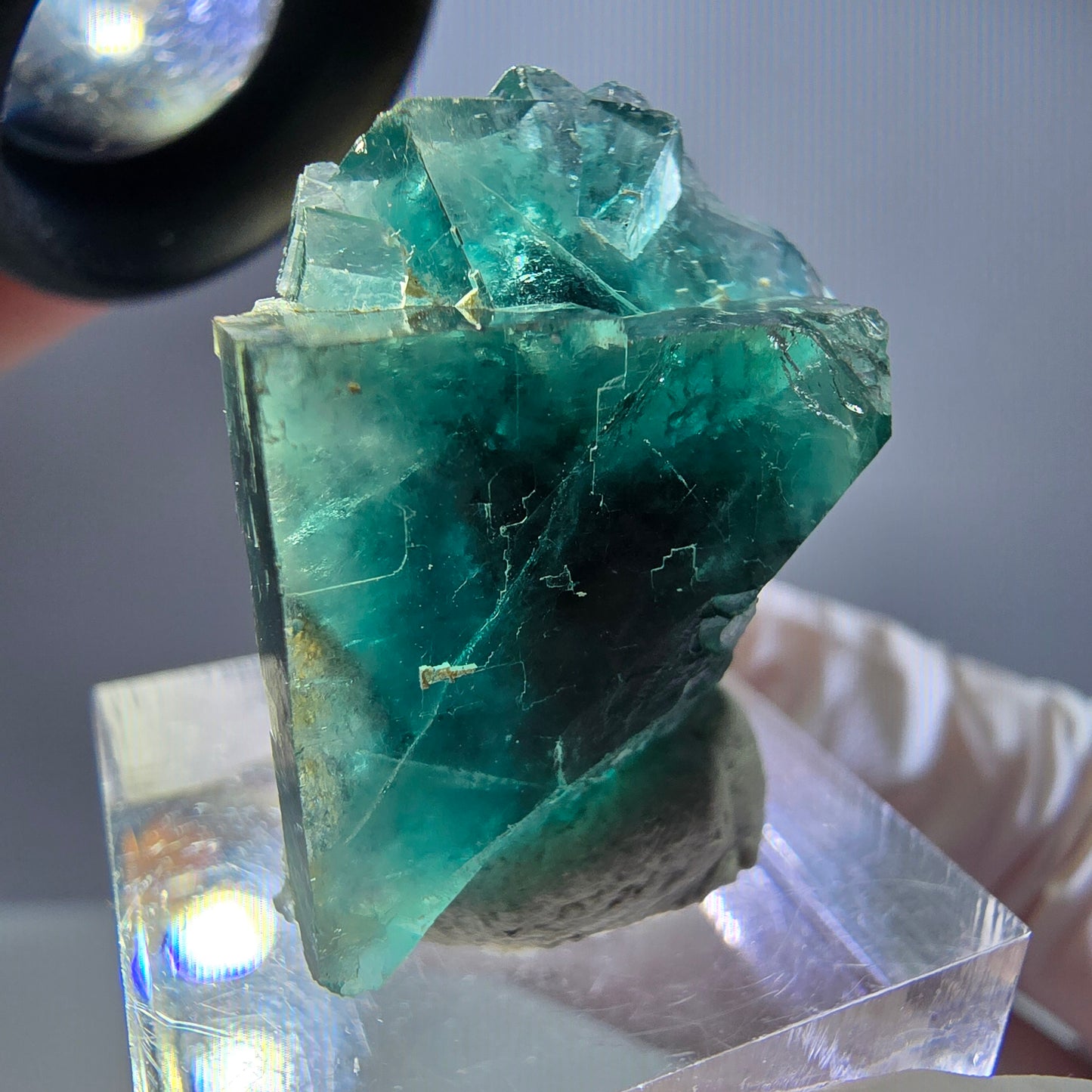 Phantom Fluorit Würfel Stufe, grün parkettiert Okorusu, Namibia 27*23*16mm