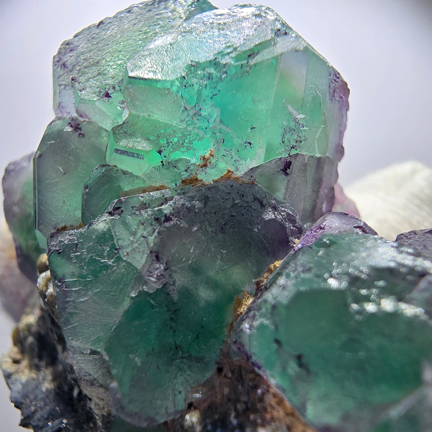 Phantom Fluorite zonal, Muscovite, Schorl Tourmaline specimen Erongo Namibia 62*48*33mm