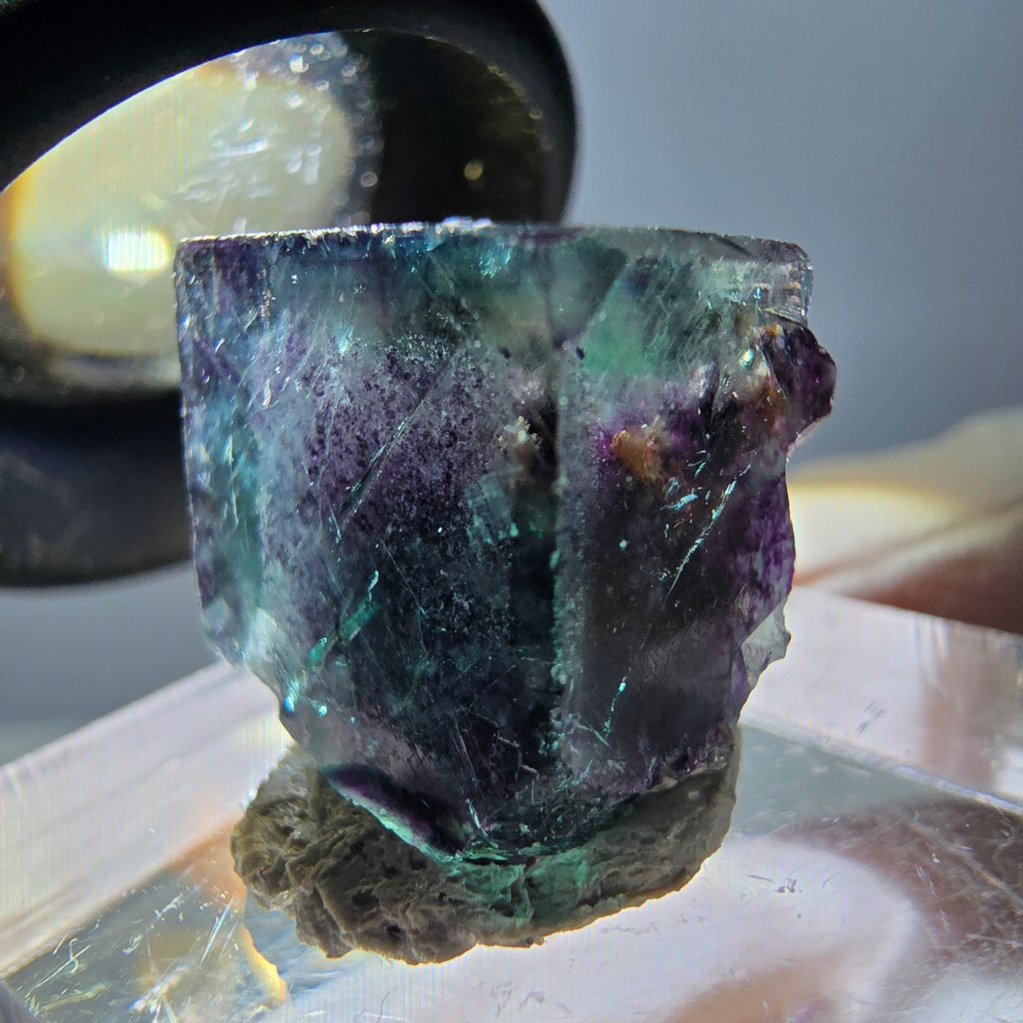 Phantom Fluorit Würfel Stufe, grün lila Okorusu, Namibia 16*14*14mm