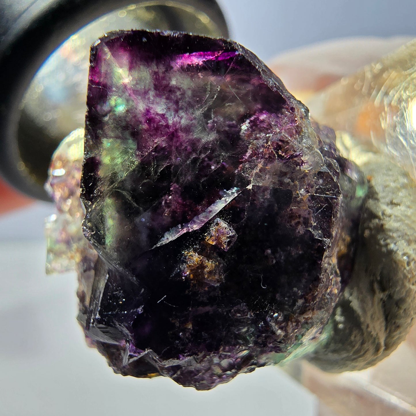 Klarer Phantom Fluorit Würfel, grün lila Okorusu, Namibia 24*22*13mm