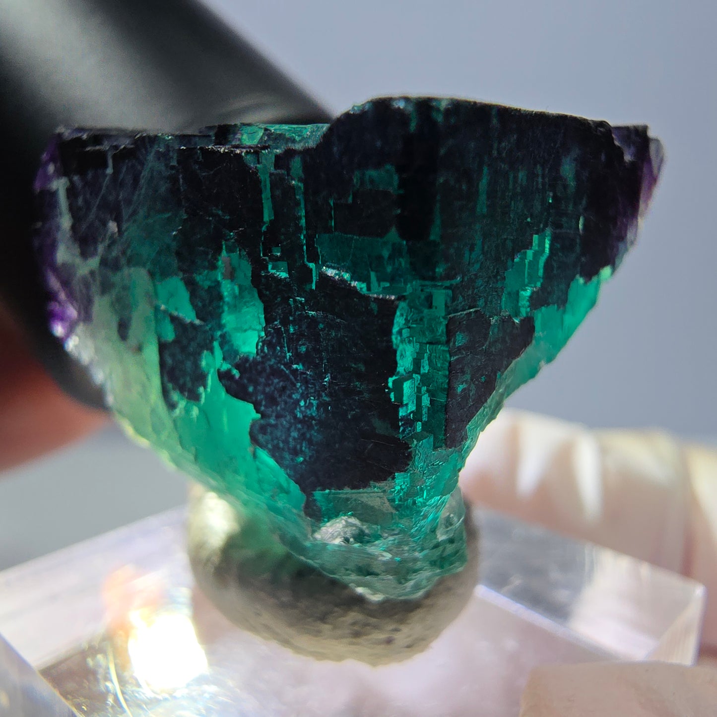 Phantom Fluorit Würfel Stufe grün lila zonal 11:11 Angel Pocket, Namibia 25*25*24mm