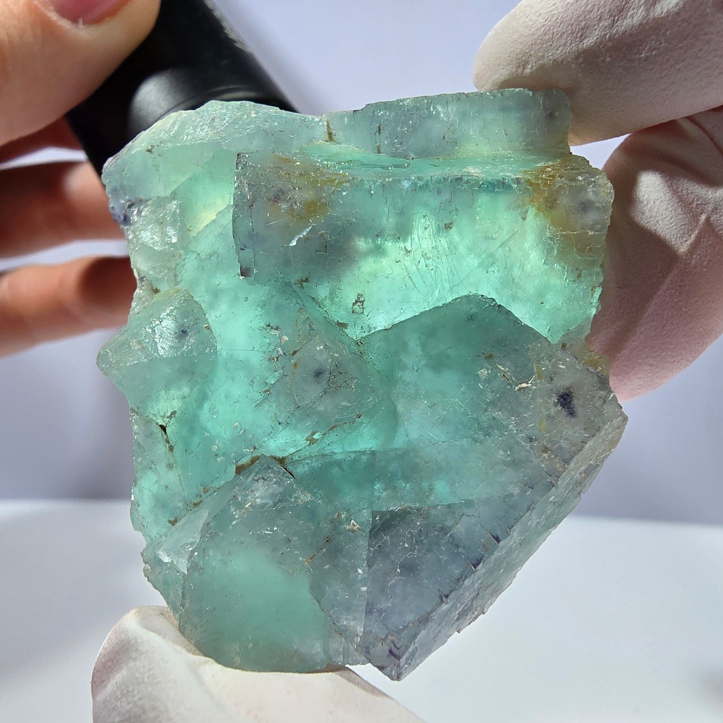 Rare spécimen de cube de fluorite fantôme, parqueté vert Okorusu, Namibie, 51 x 47 x 21 mm