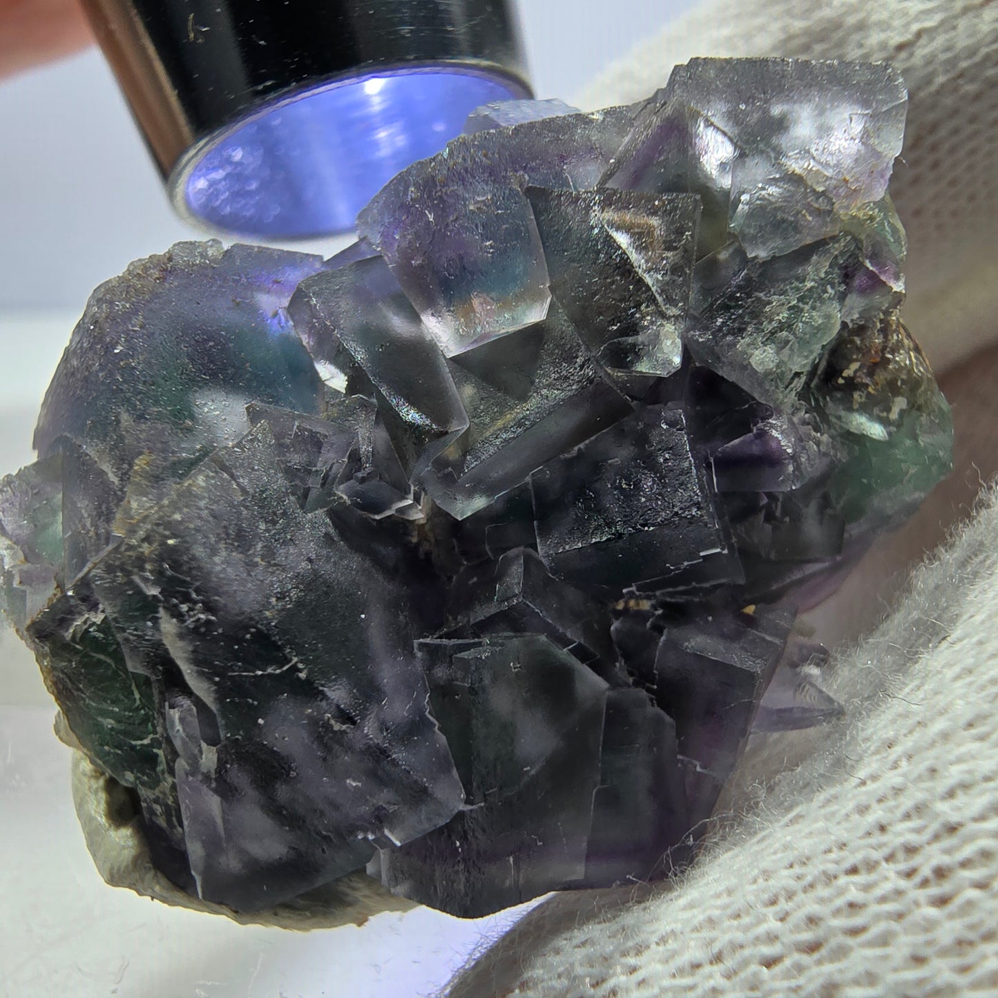 Clear Phantom Fluorite Cube Specimen zonal green purple Okorusu, Namibia 42*32*33mm
