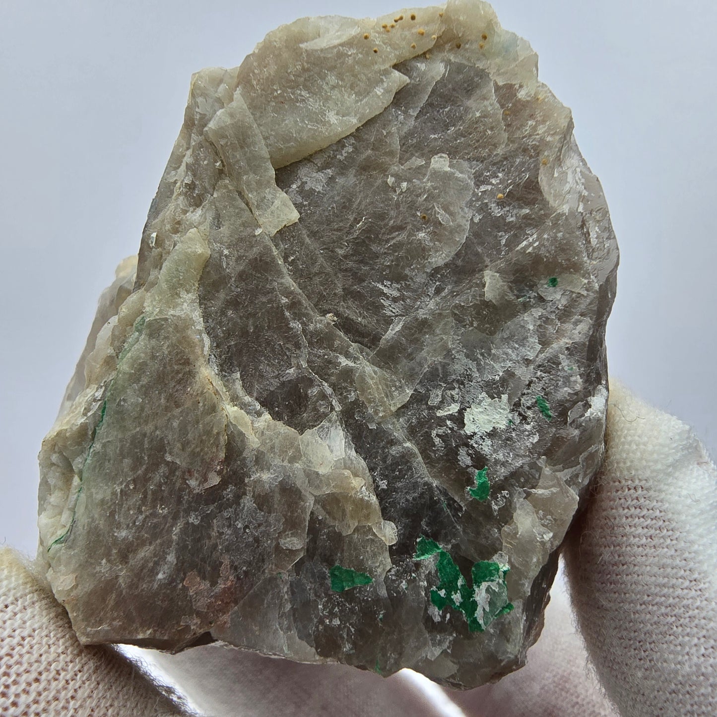 Rare Malachite on Quartz Specimen Kaokoveld, Namibia 51*45*38mm Collection