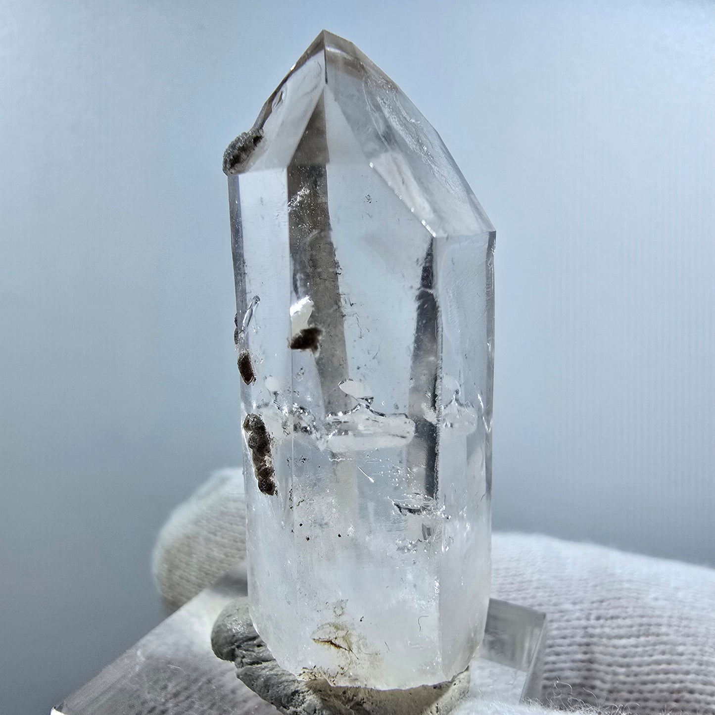 Enhydro Phantom Smoky Quartz Scepter with Calcite Valentine Pocket Goboboseb Namibia 47*22*14mm