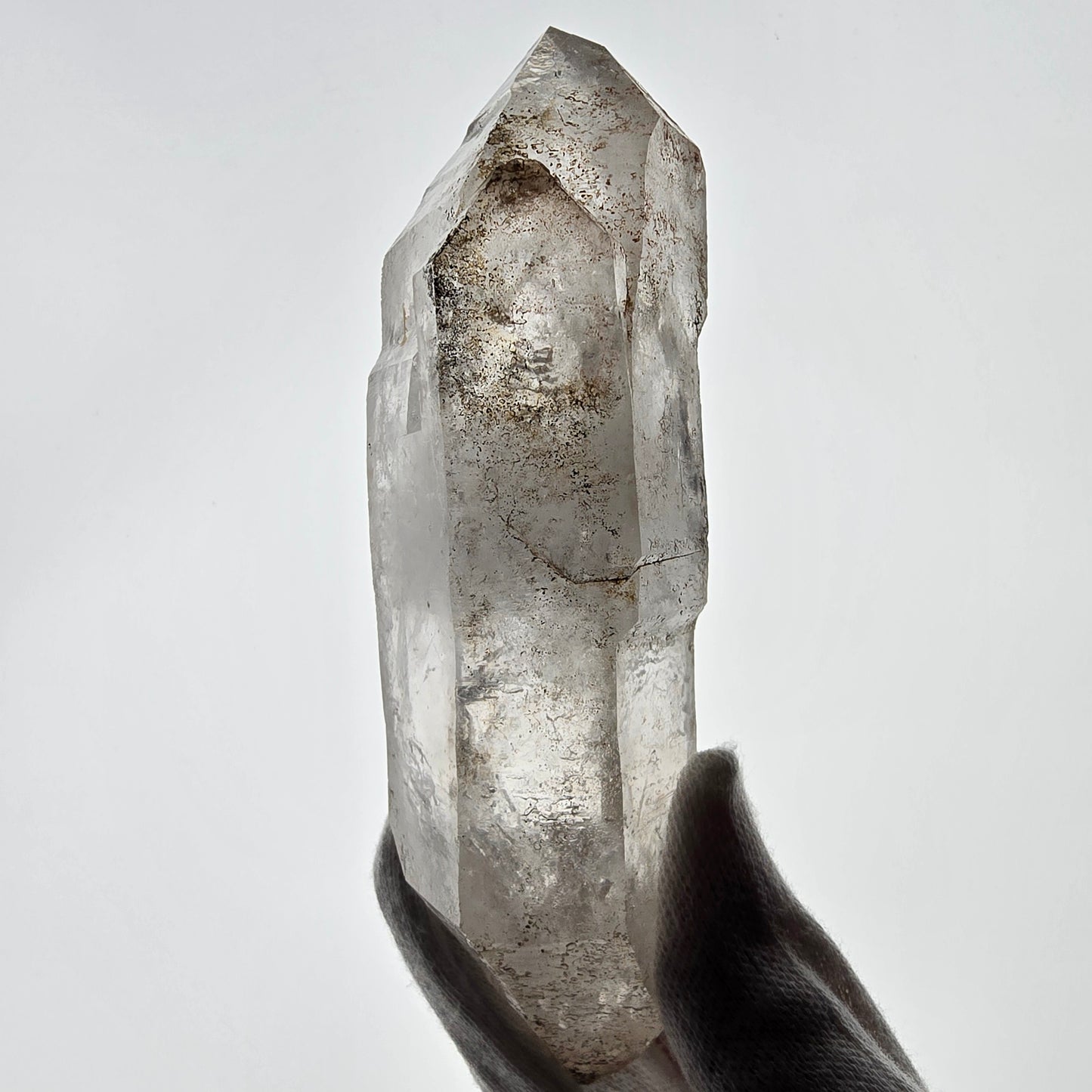 Quartz fumé squelette Enhydro DT UV Calcite, grosse bulle Valentine Pocket Namibie 134*45*37mm