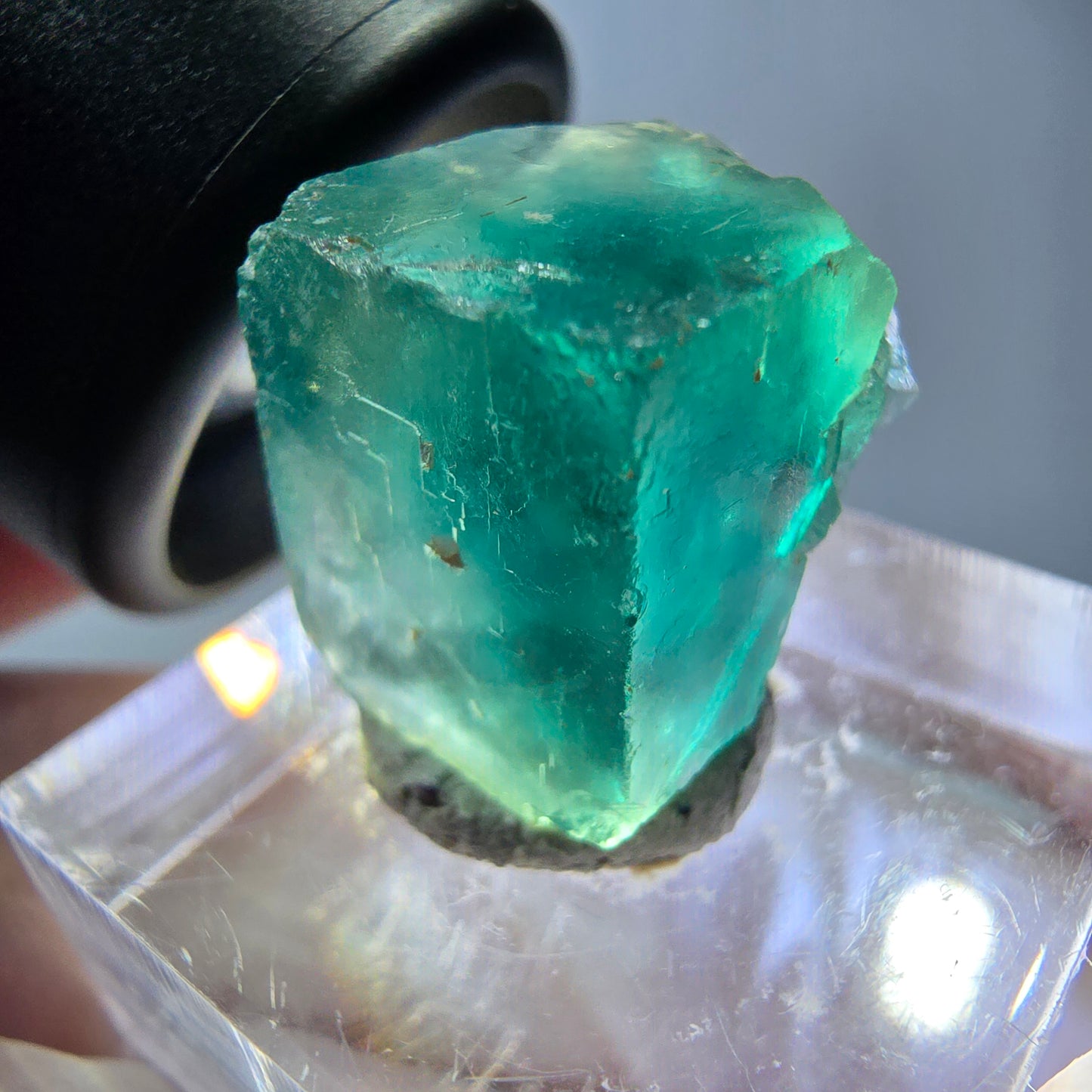 Klarer Phantom Fluorit Würfel parkettiert, grün Okorusu, Namibia 15*14*13mm