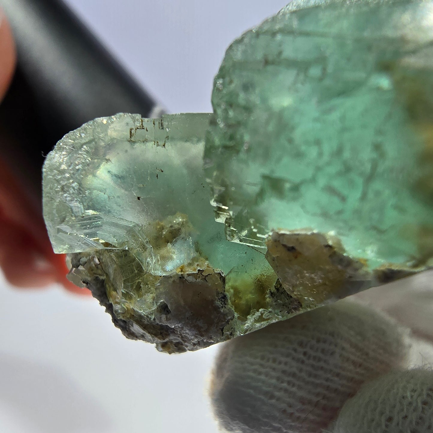 Rare spécimen de cube de fluorite fantôme, parqueté vert Okorusu, Namibie, 45 x 29 x 23 mm