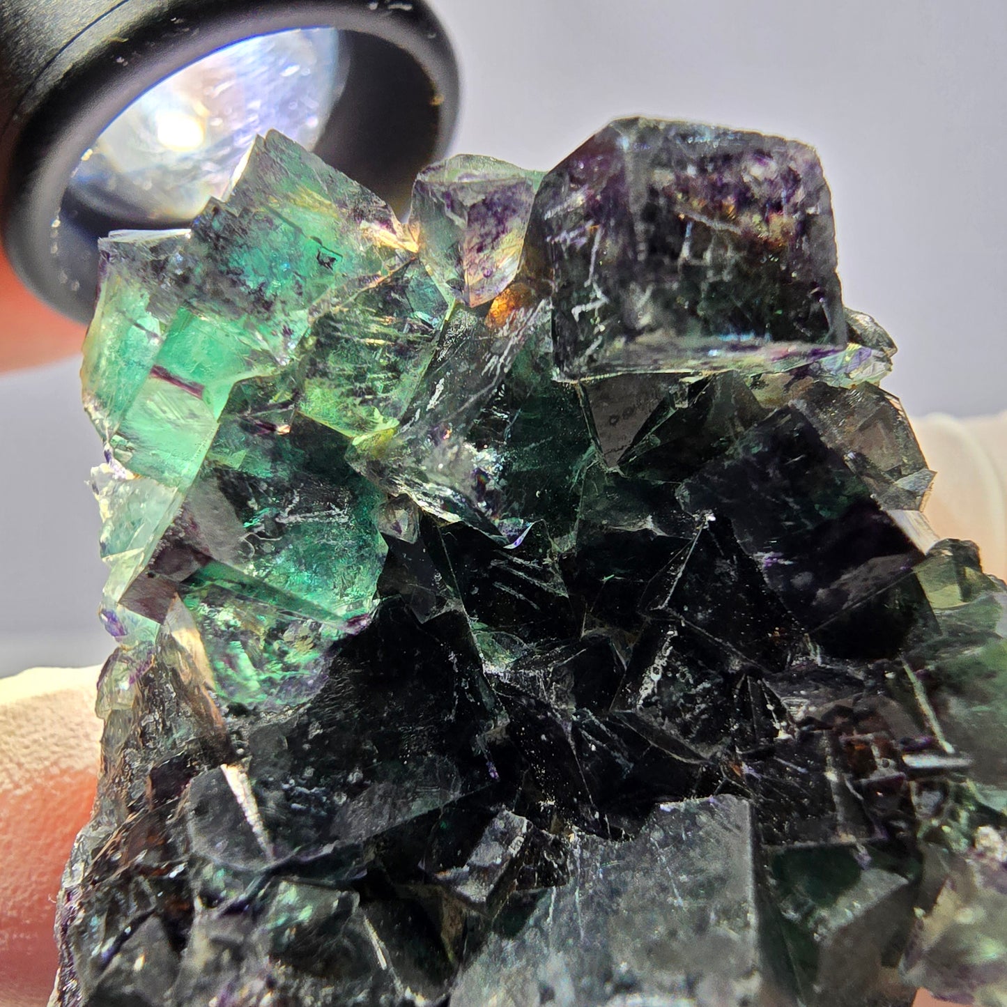 Phantom Fluorite Cube Specimen, parquetted green purple Okorusu, Namibia 52*41*18mm