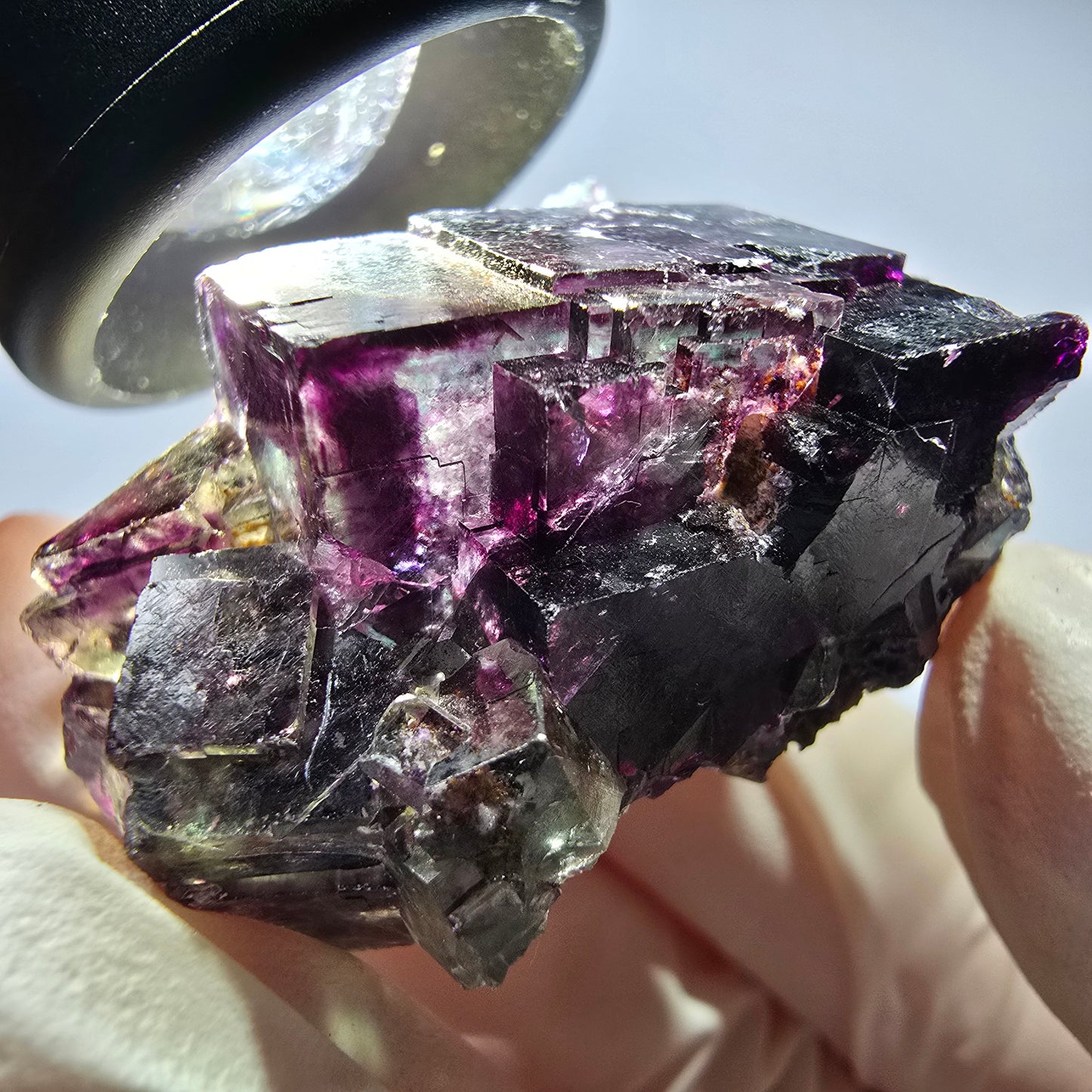 Spécimen de cube de fluorite fantôme parqueté vert violet Okorusu, Namibie 38*36*21 mm