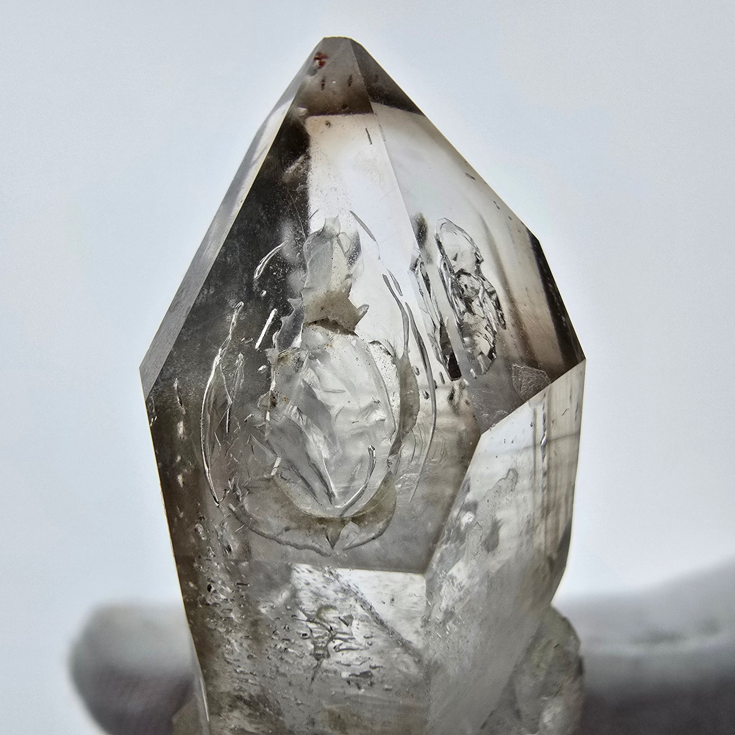 Enhydro Phantom Smoky Quartz Sceptre Tip 2x Bubble Goboboseb, Namibie 50*22*18mm