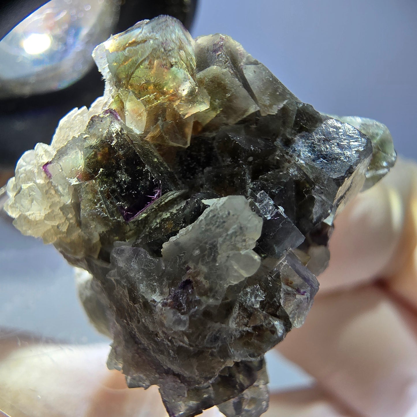 Phantom Fluorit Würfel, Quarz Stufe, grün braun Okorusu, Namibia 24*23*20mm