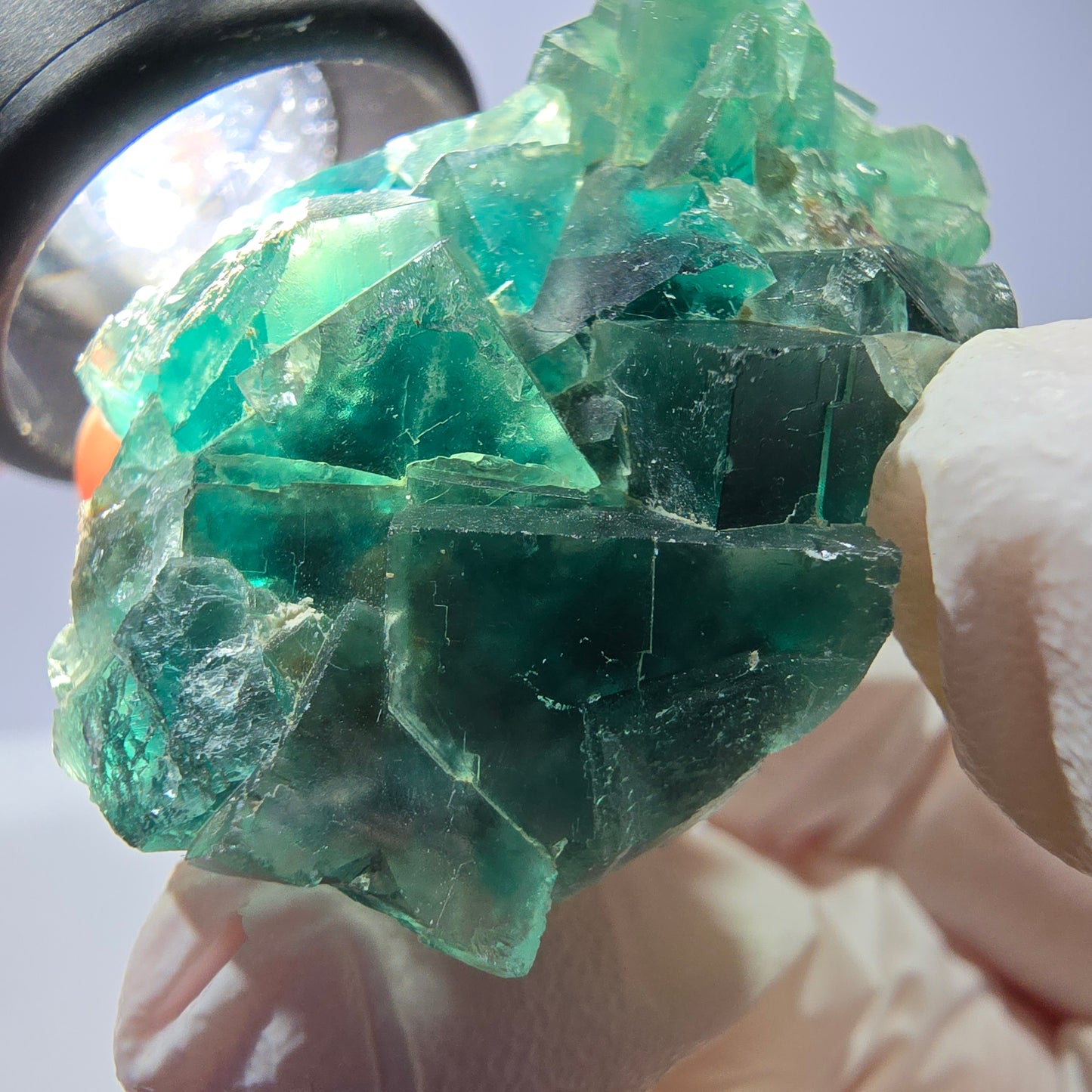 Spécimen de cube de fluorite fantôme transparente, vert Okorusu, Namibie 44 x 34 x 21 mm