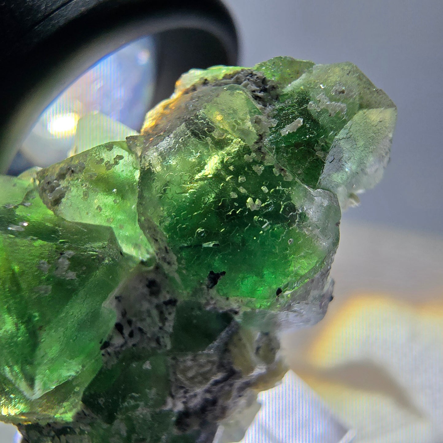 Fluorite fantôme, tourmaline Schörl, stade muscovite Erongo Namibie 31*20*25mm