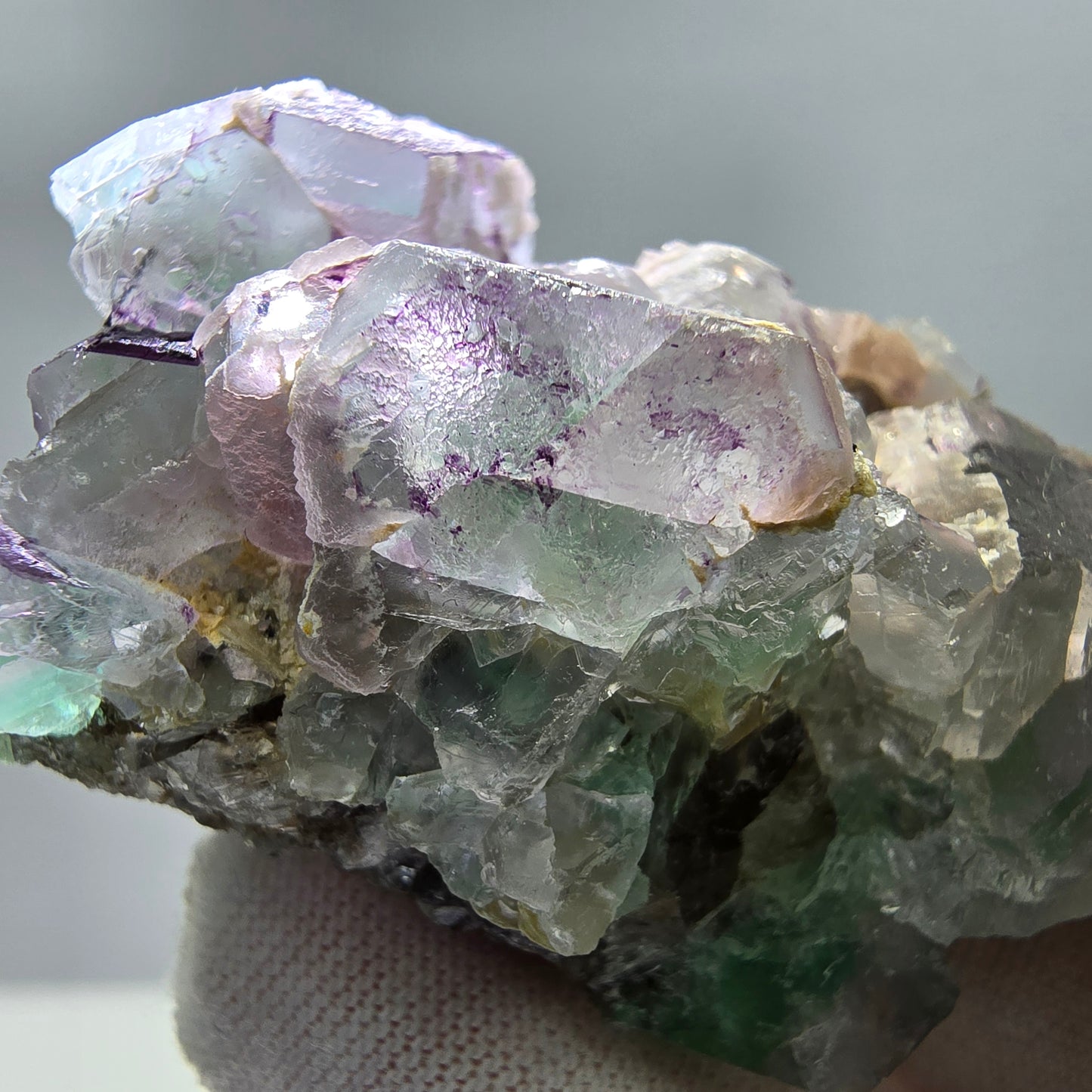 Phantom Fluorit, Hyalit, Muskovit Stufe Erongo, Namibia 56*34*25mm Sammlung