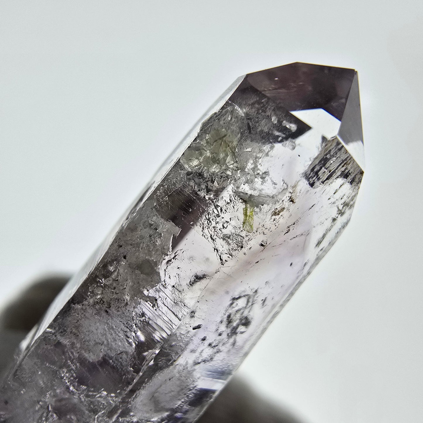 Améthyste fantôme Enhydro, préhnite, 1x Bubble Streep Mine, Namibie 30 x 12 x 8 mm