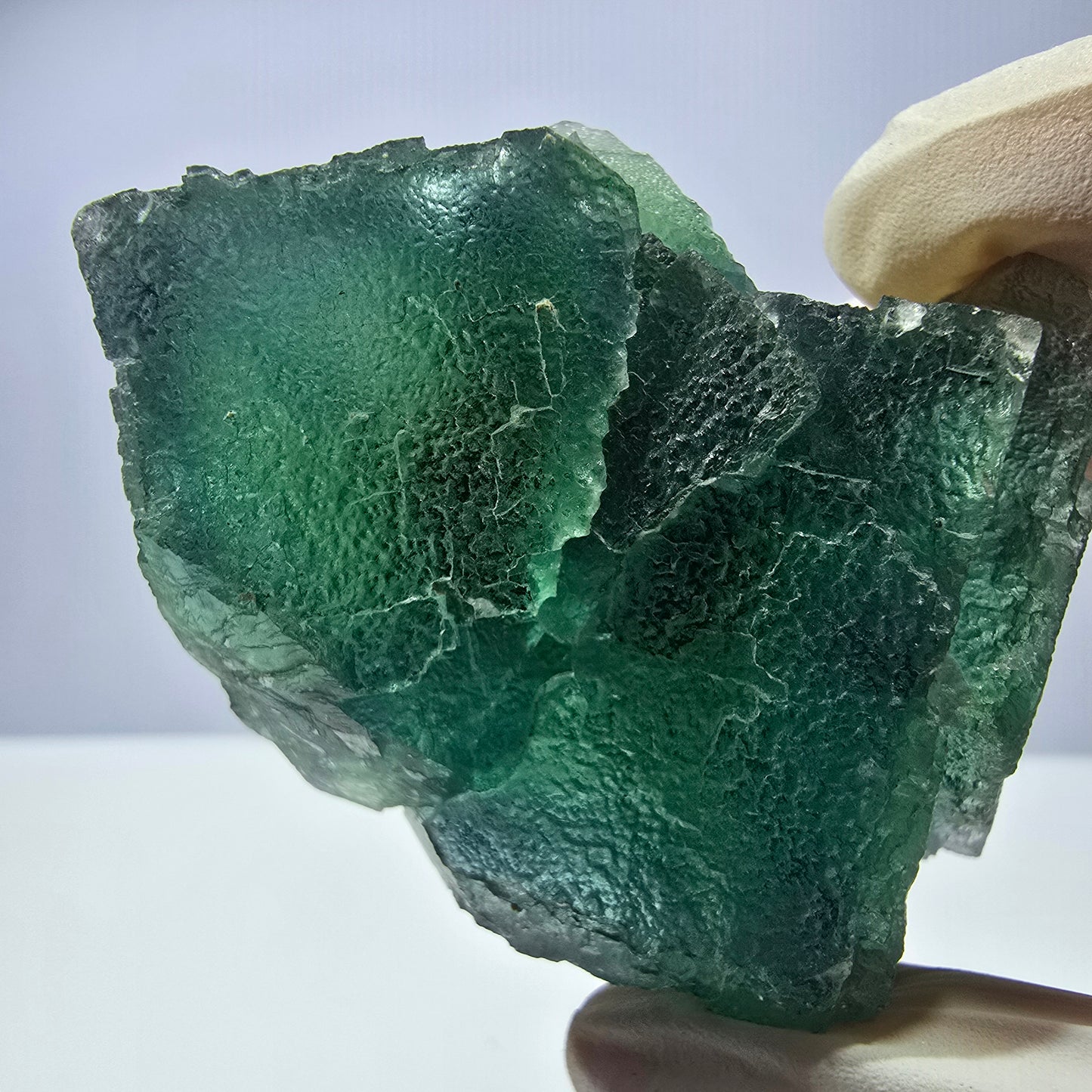 Rare spécimen de cube de fluorite fantôme, parqueté vert Okorusu, Namibie, 66 x 47 x 35 mm