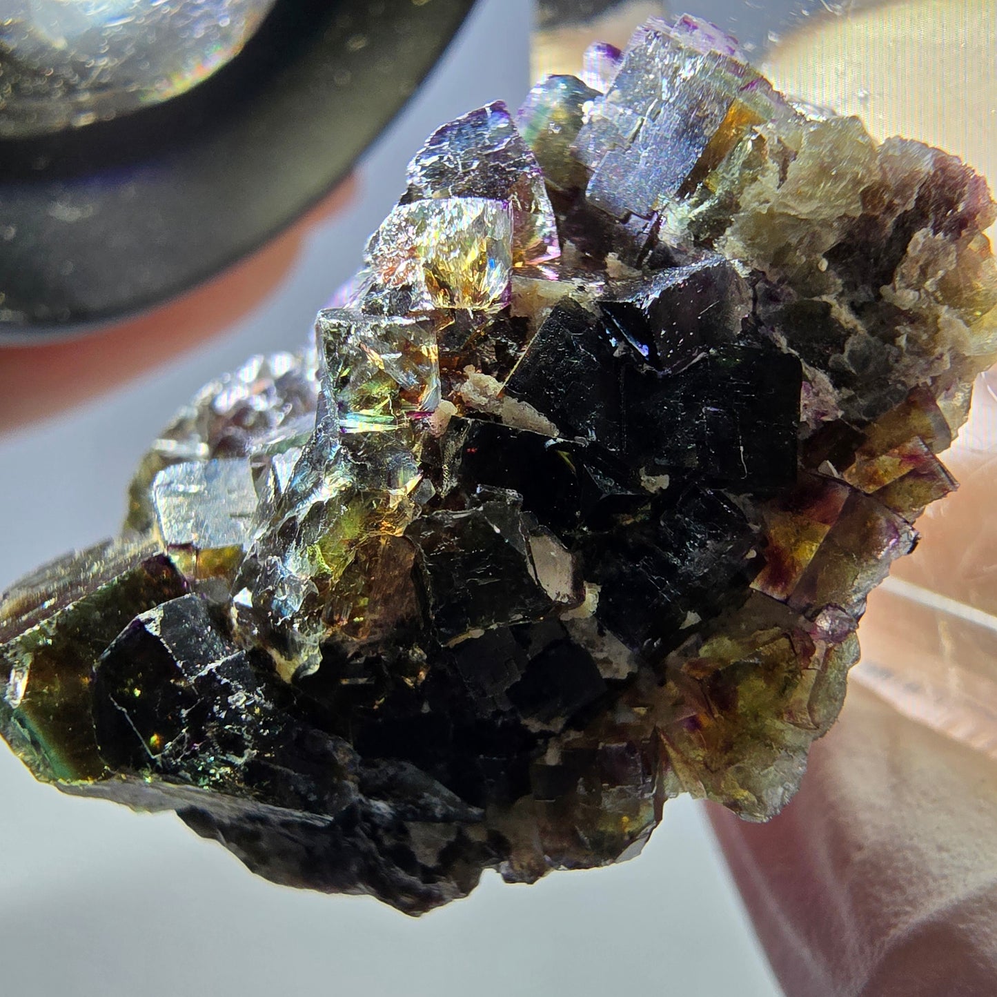 Phantom Fluorit Würfel Stufe, grün lila Okorusu, Namibia 28*24*13mm