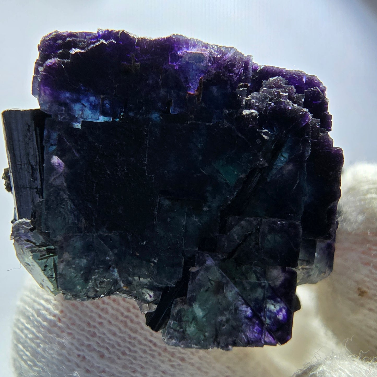 Phantom Fluorit Würfel Schörl Turmalin Stufe blau grün Erongo Namibia 60*44*22mm