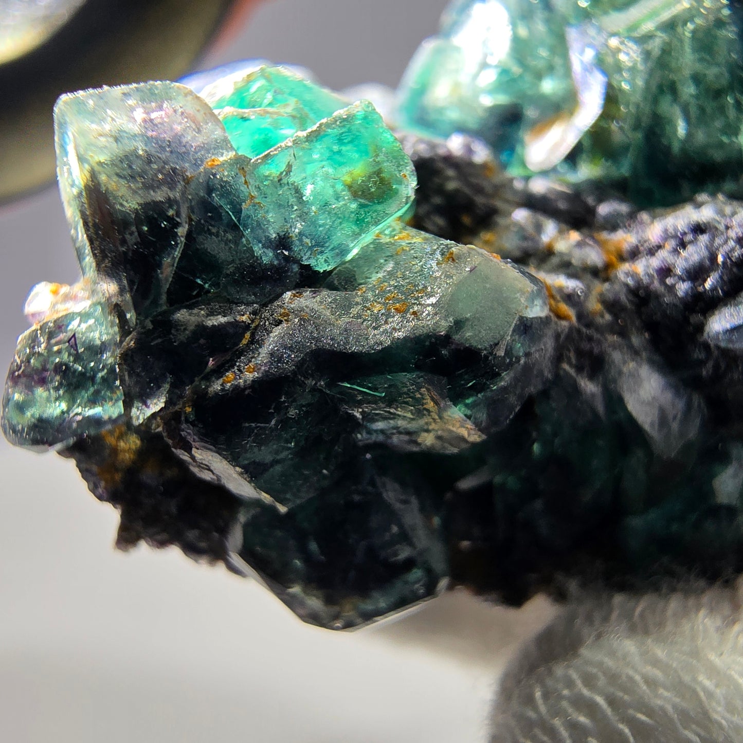 Cube de fluorite fantôme zonal, spécimen de tourmaline Schorl, Erongo, Namibie, 59 x 47 x 23 mm