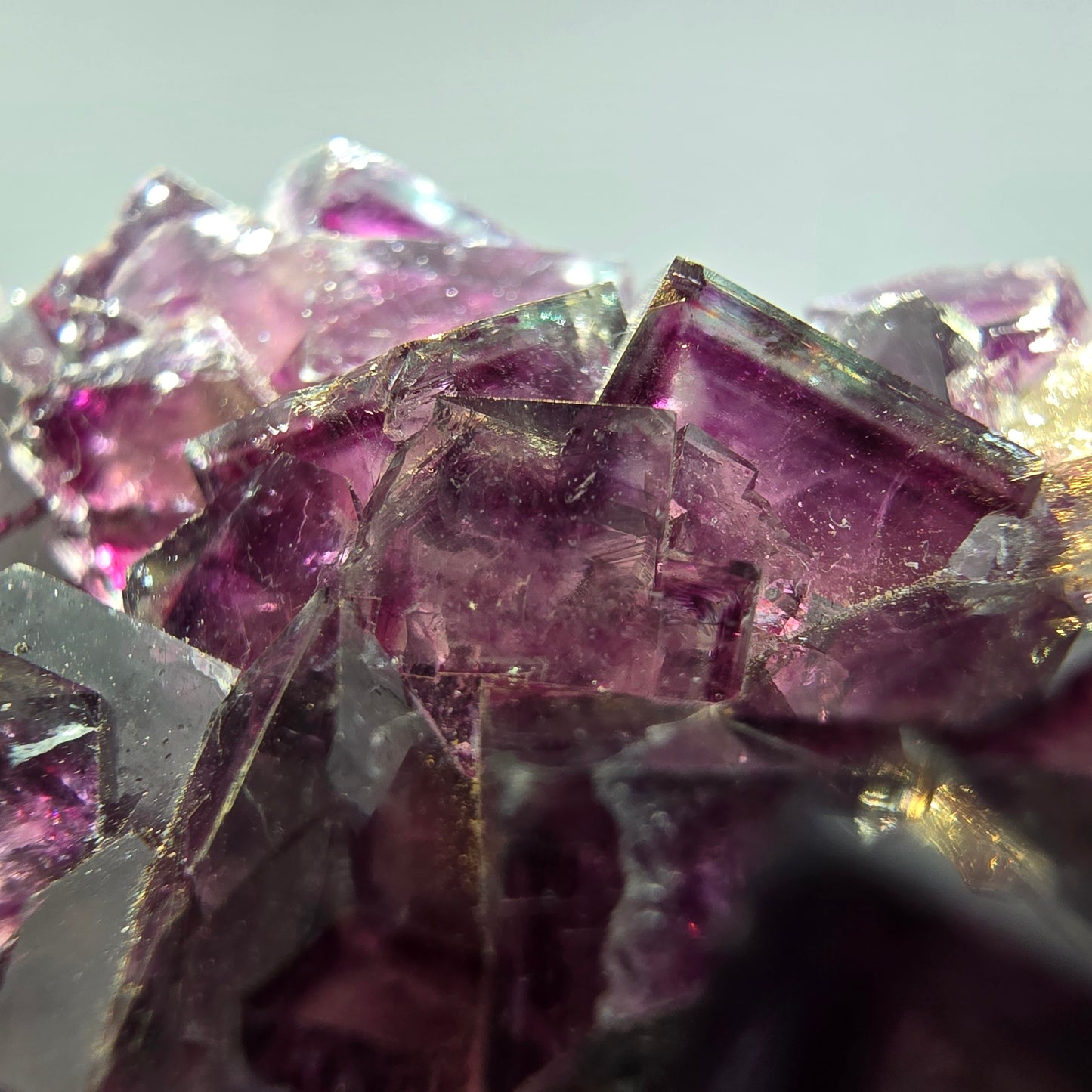 Seltene Phantom Fluorit Würfel Stufe lila grün weiß Okorusu, Namibia 88*53*34mm